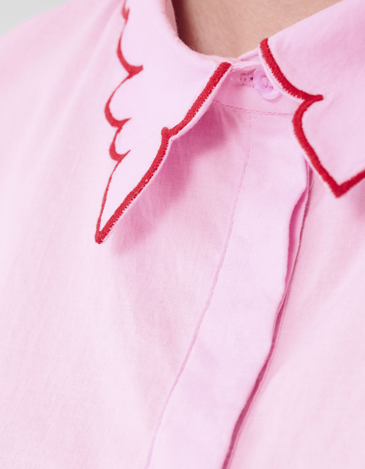 Embroidery Ruffle Top Roze SHOEBY WOMEN