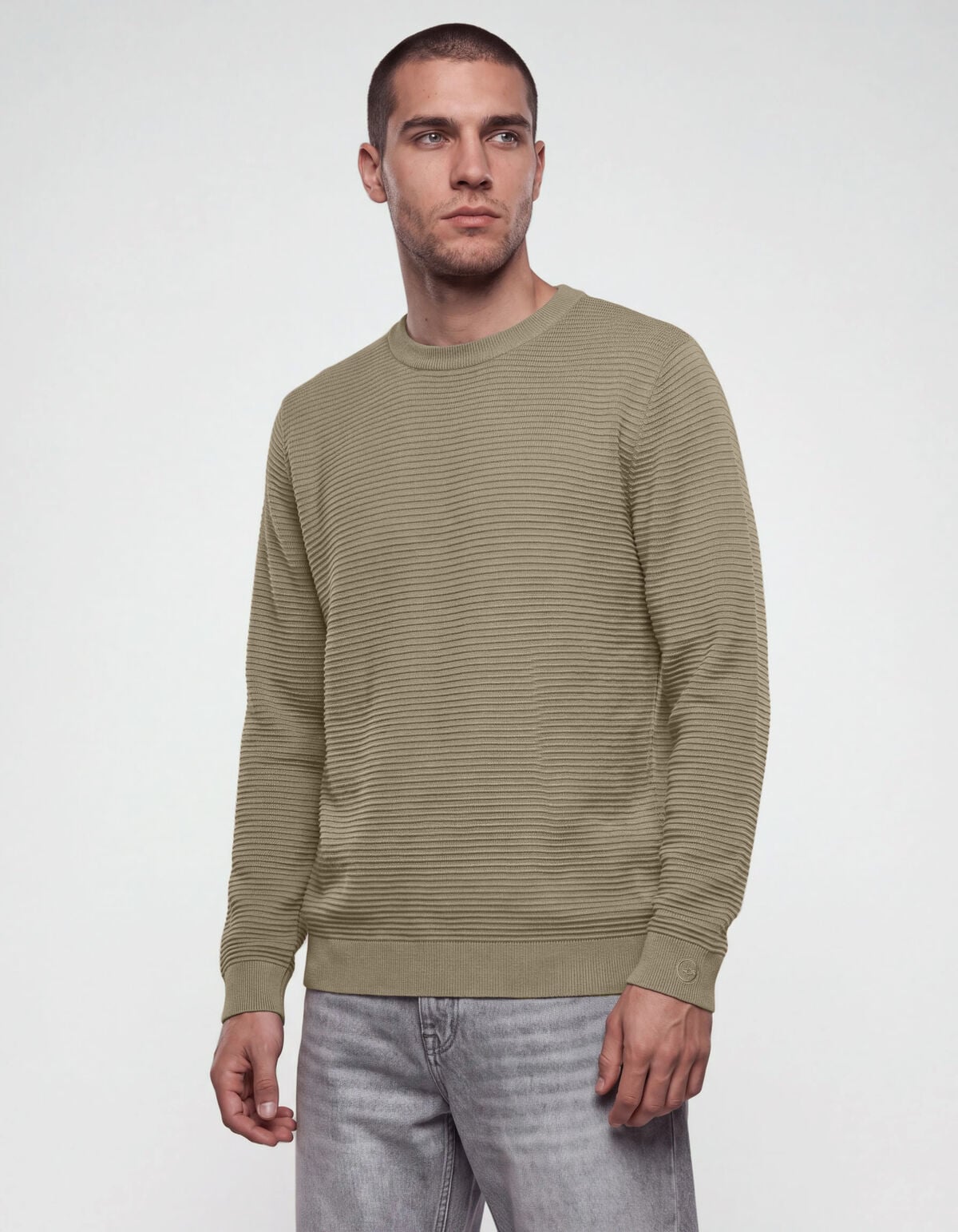 Rib Gebreide Trui Groen SHOEBY MEN