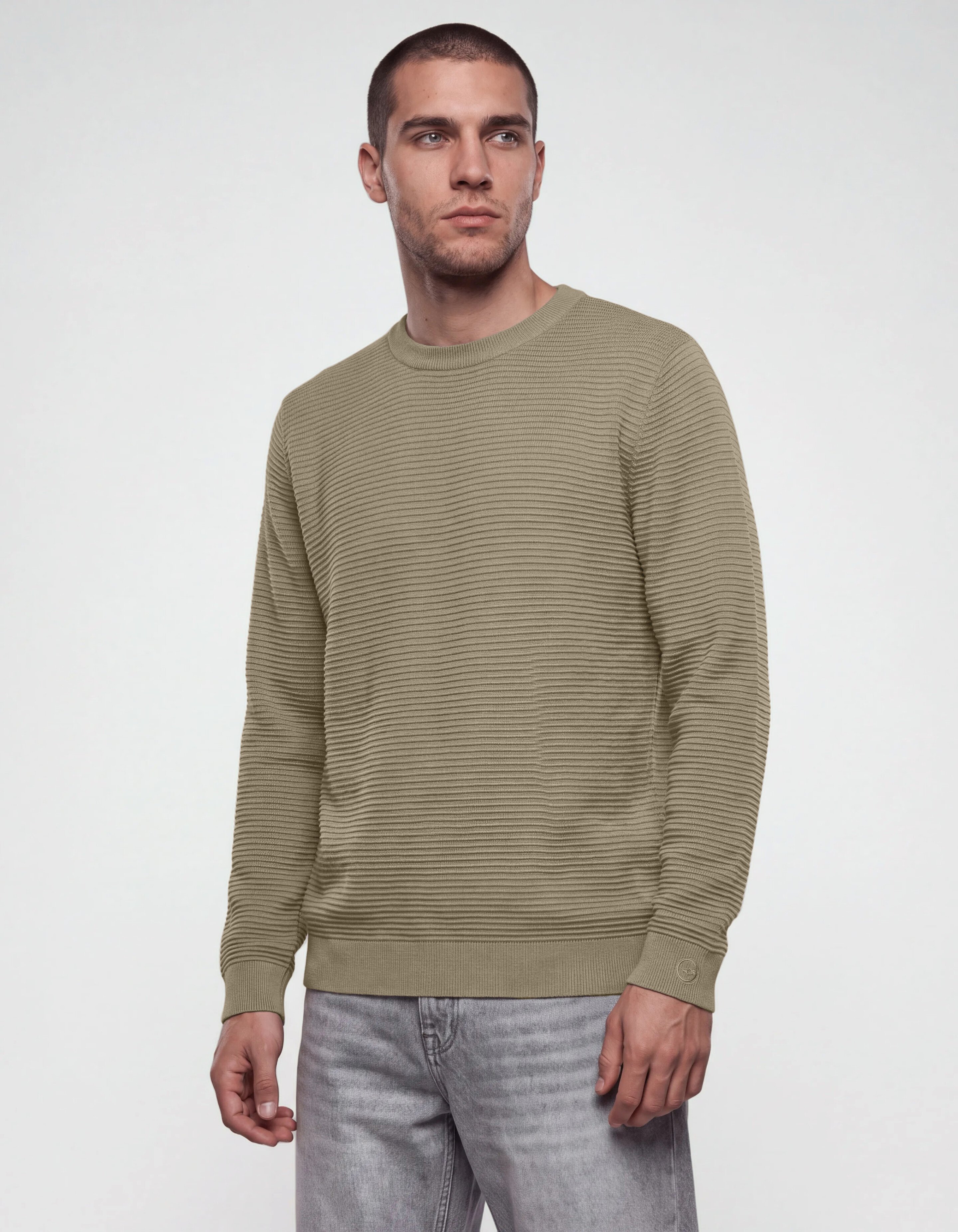 Rib Gebreide Trui Groen SHOEBY MEN