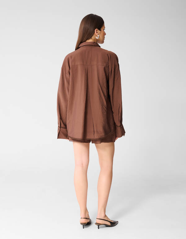 Oversized Kanten Blouse Bruin SHOEBY WOMEN