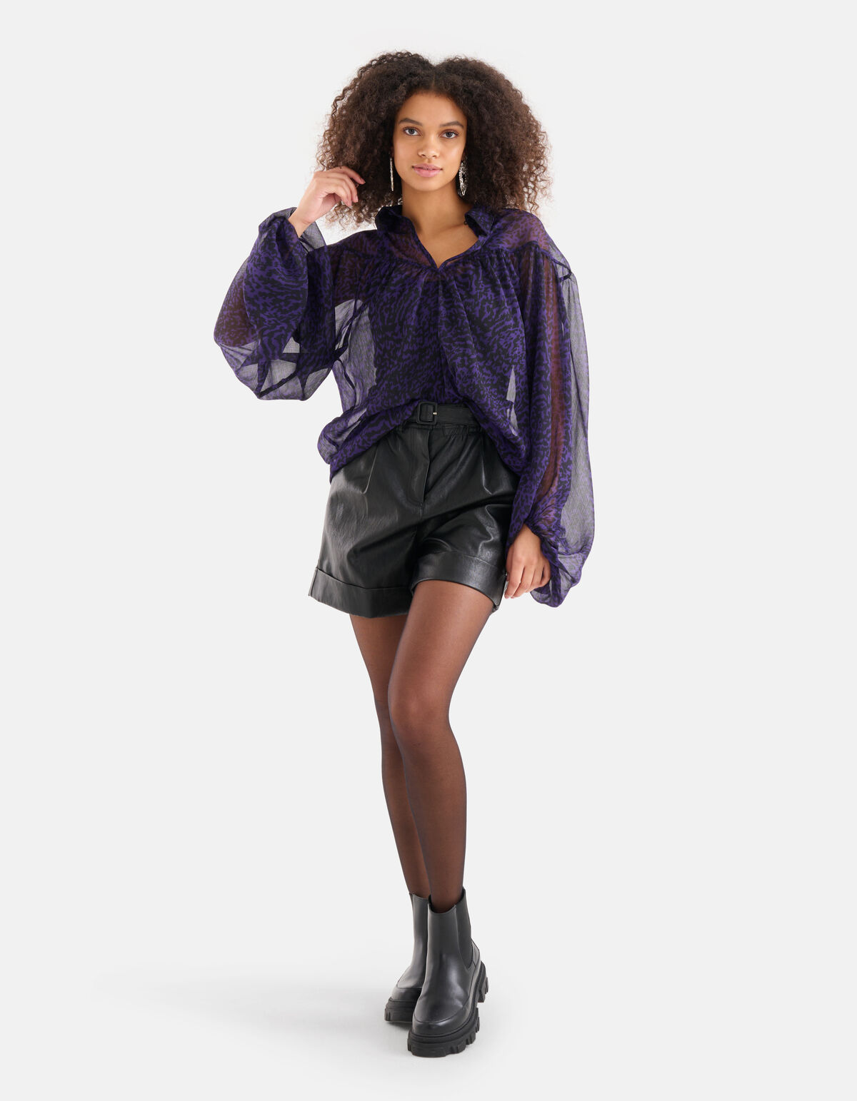 Chiffon Blouse Donkerpaars SHOEBY WOMEN