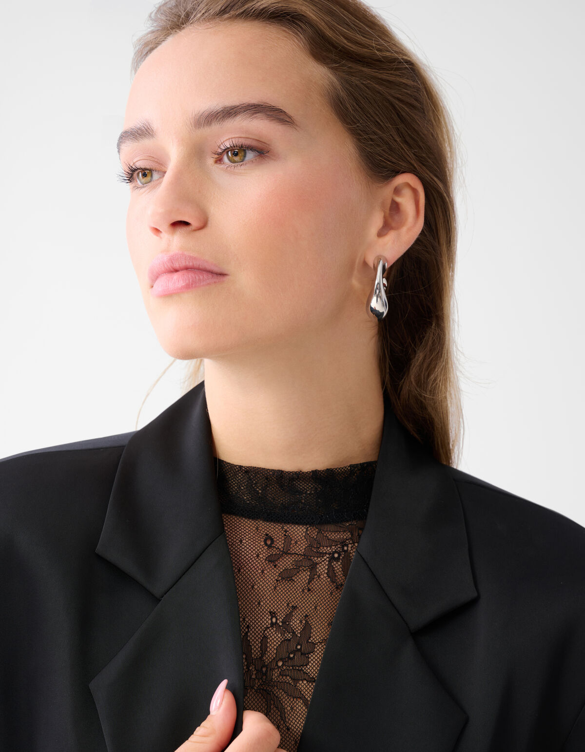 Oversized Blazer Korte Mouw Zwart By Monica SHOEBY WOMEN