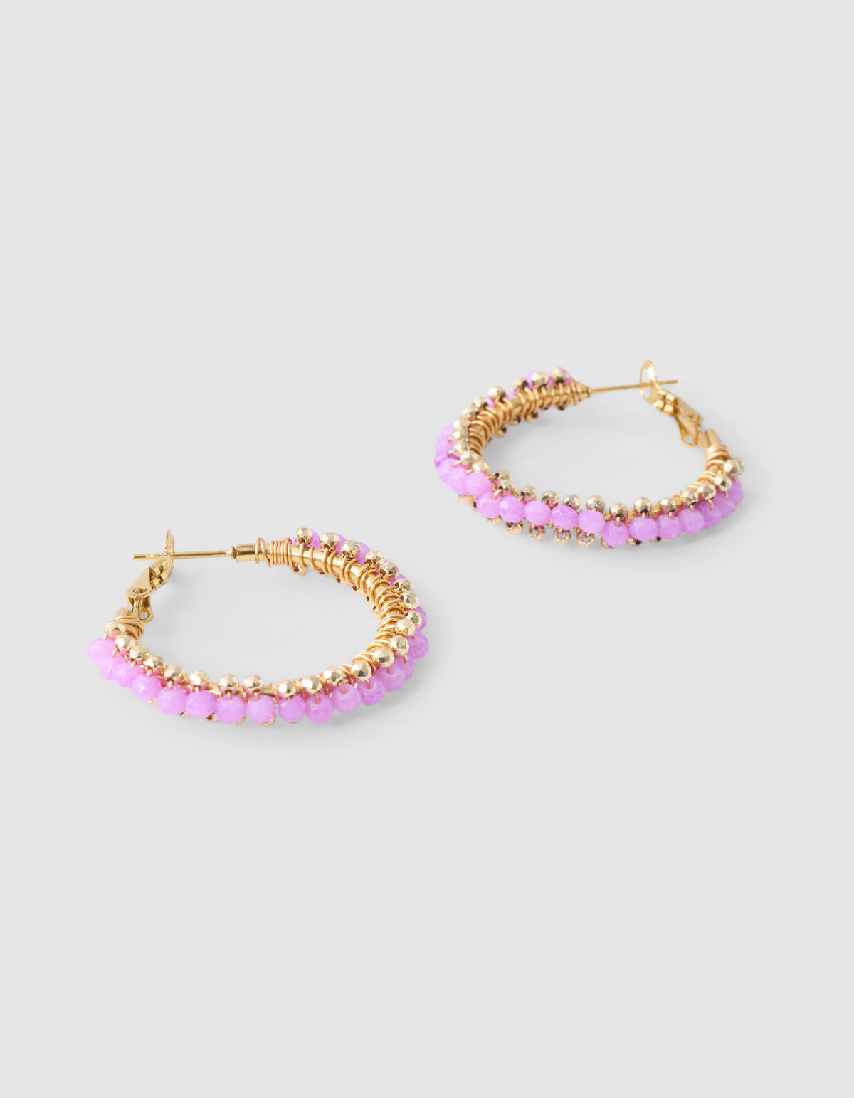 Beaded Hoop Oorbellen Roze SHOEBY ACCESSOIRES
