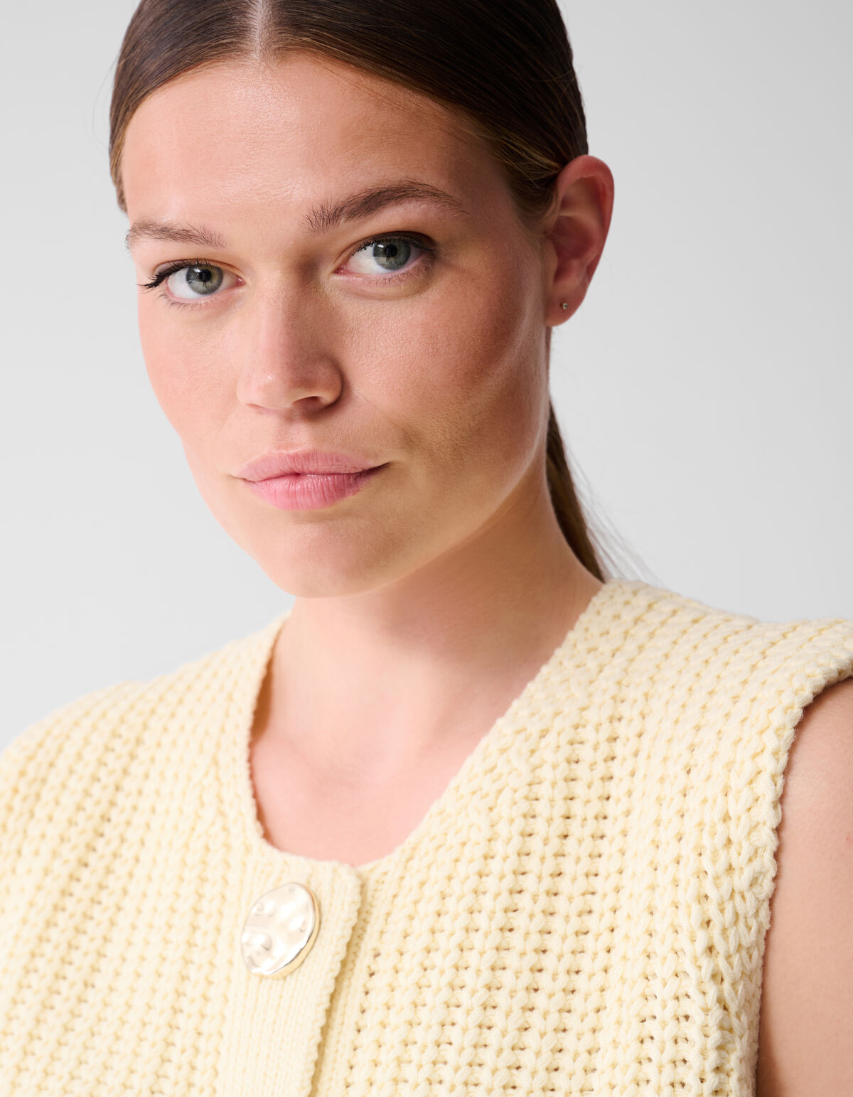 Big Button Gilet Gebroken Wit SHOEBY WOMEN