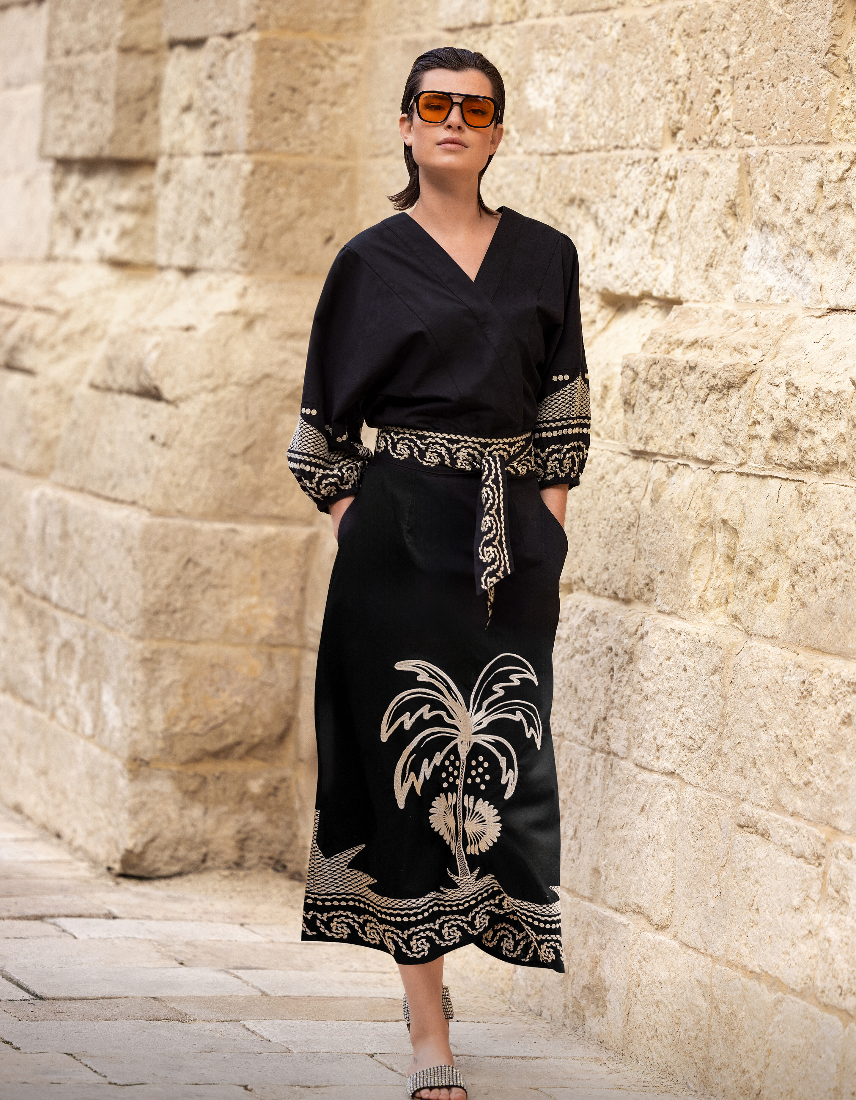 Embroidery Top Zwart SHOEBY WOMEN