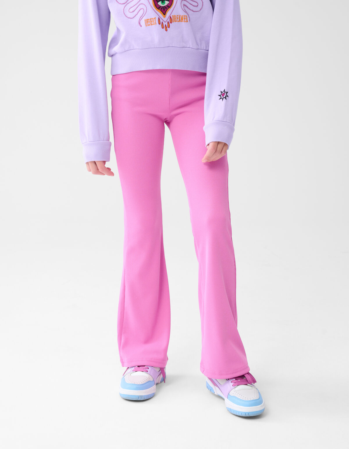 Rib Flared Legging Roze SHOEBY GIRLS