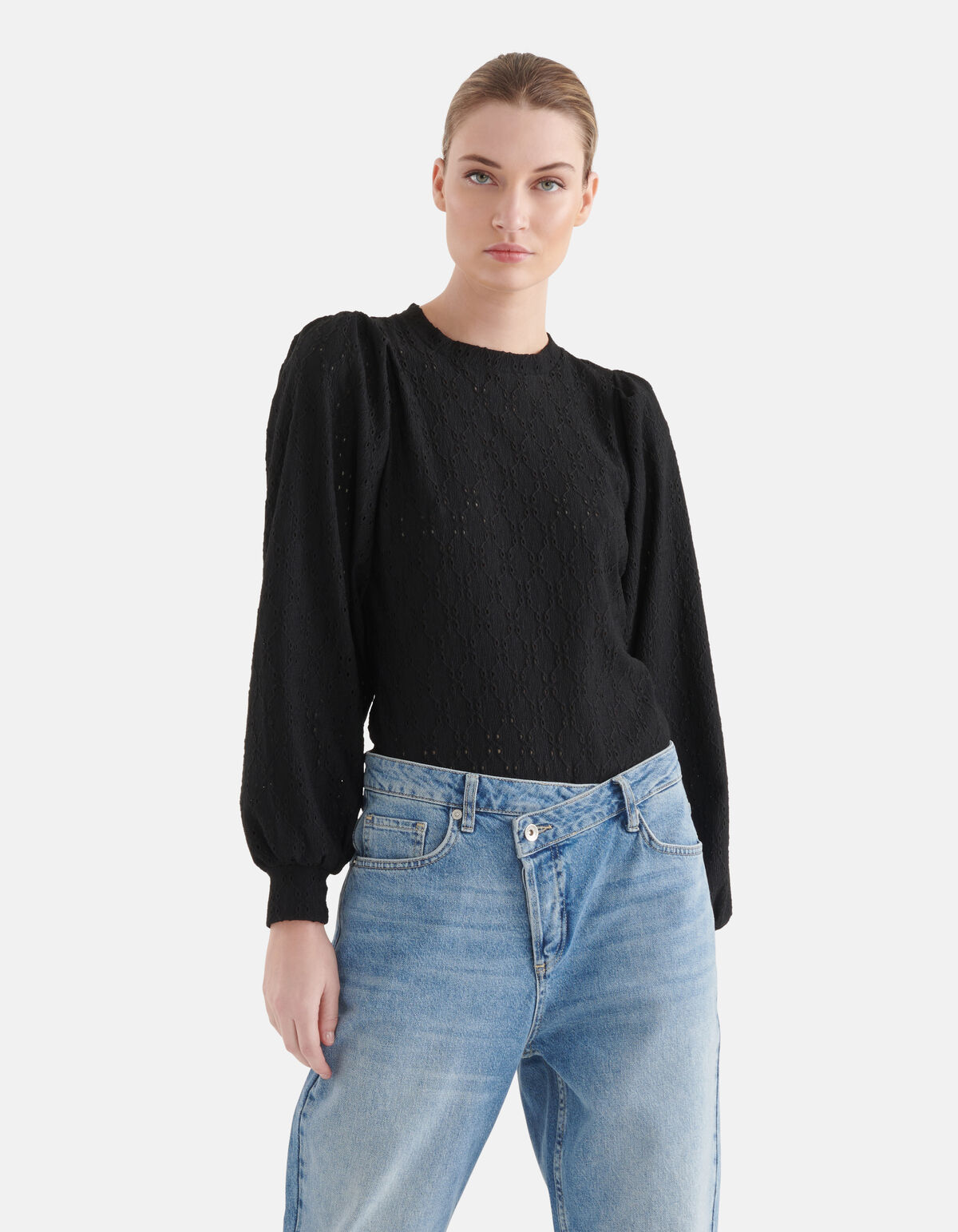 Embroidery Blouse Zwart SHOEBY WOMEN