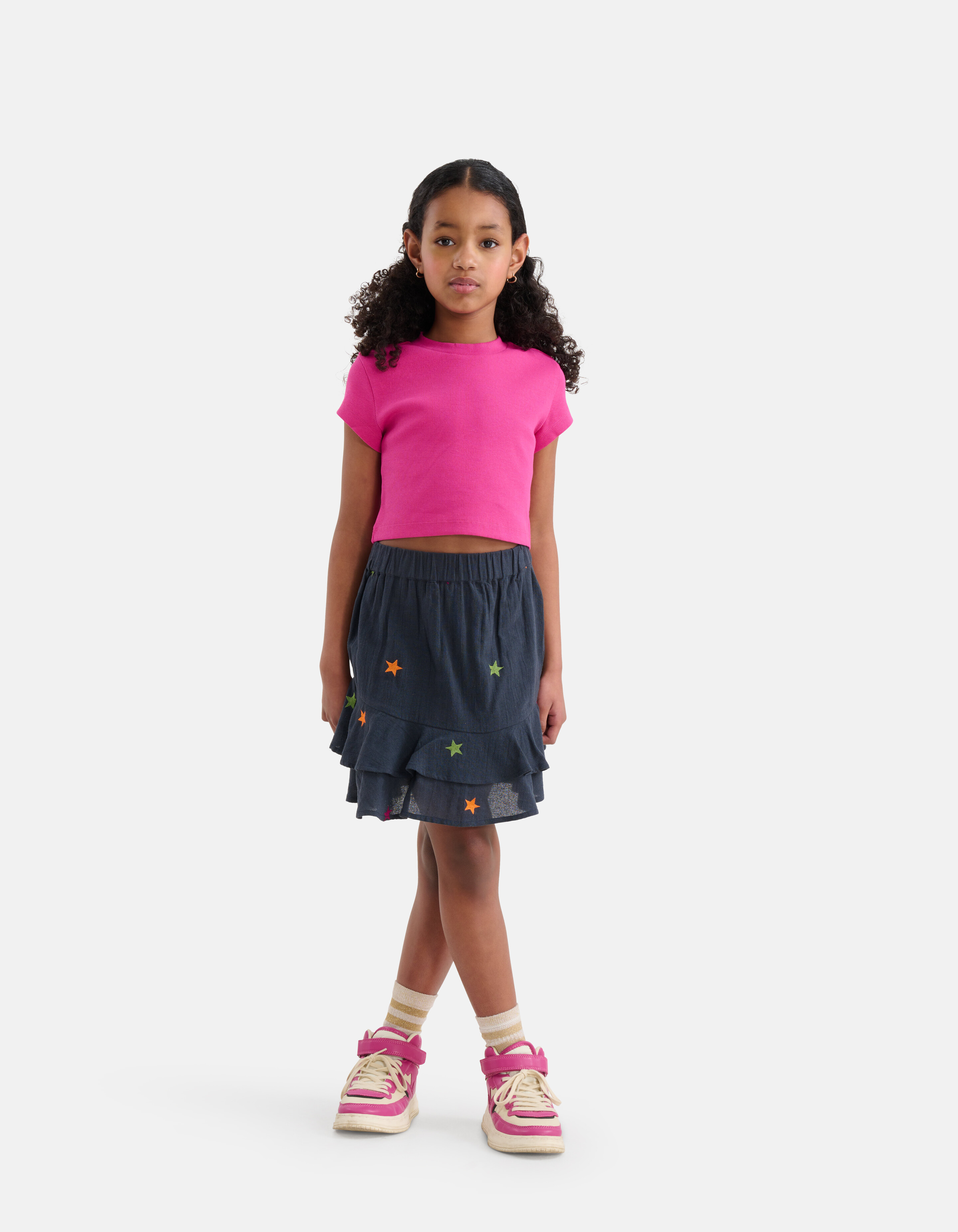 Ribbel Crop top Roze SHOEBY GIRLS