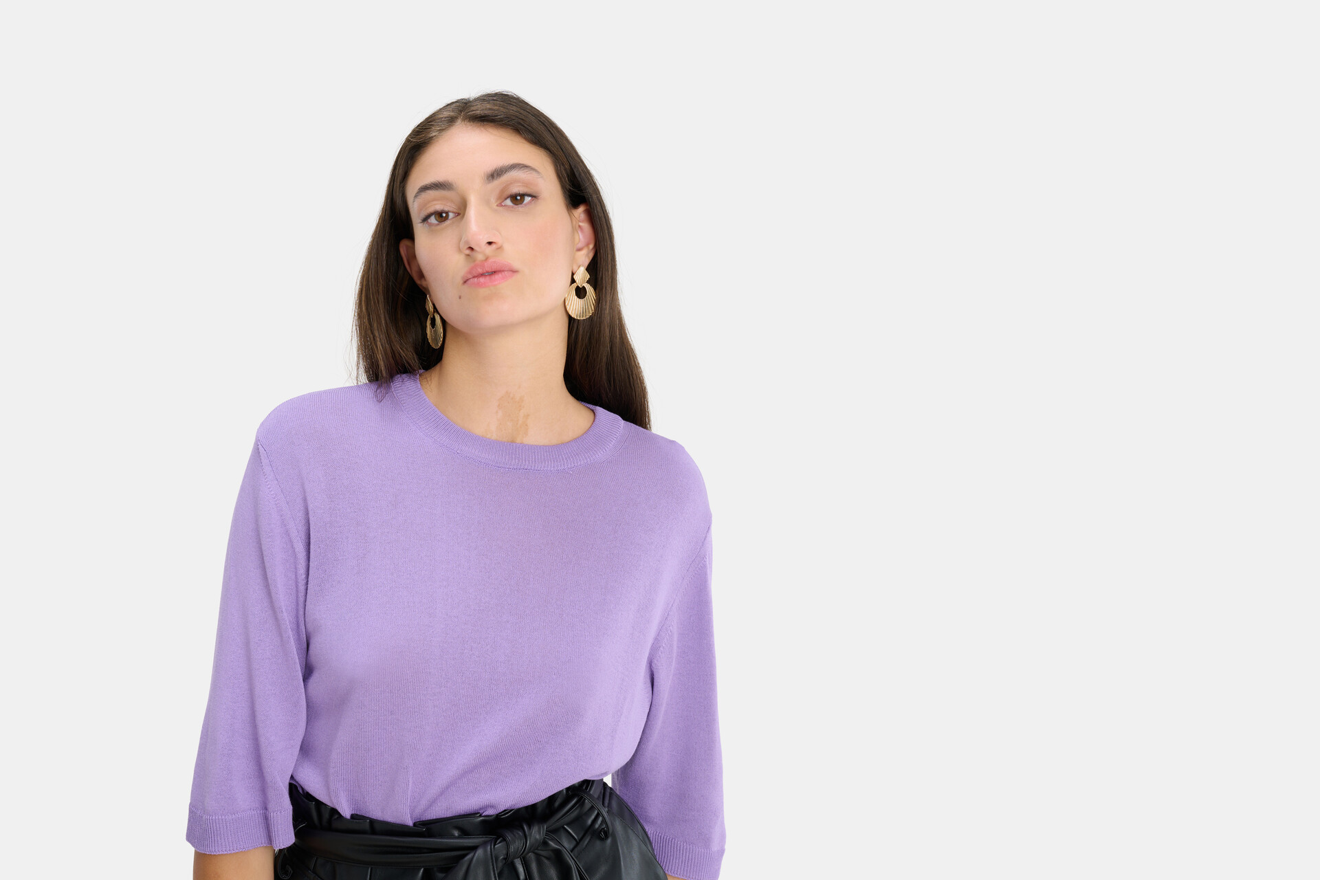 Round Knit T-shirt Paars EKSEPT