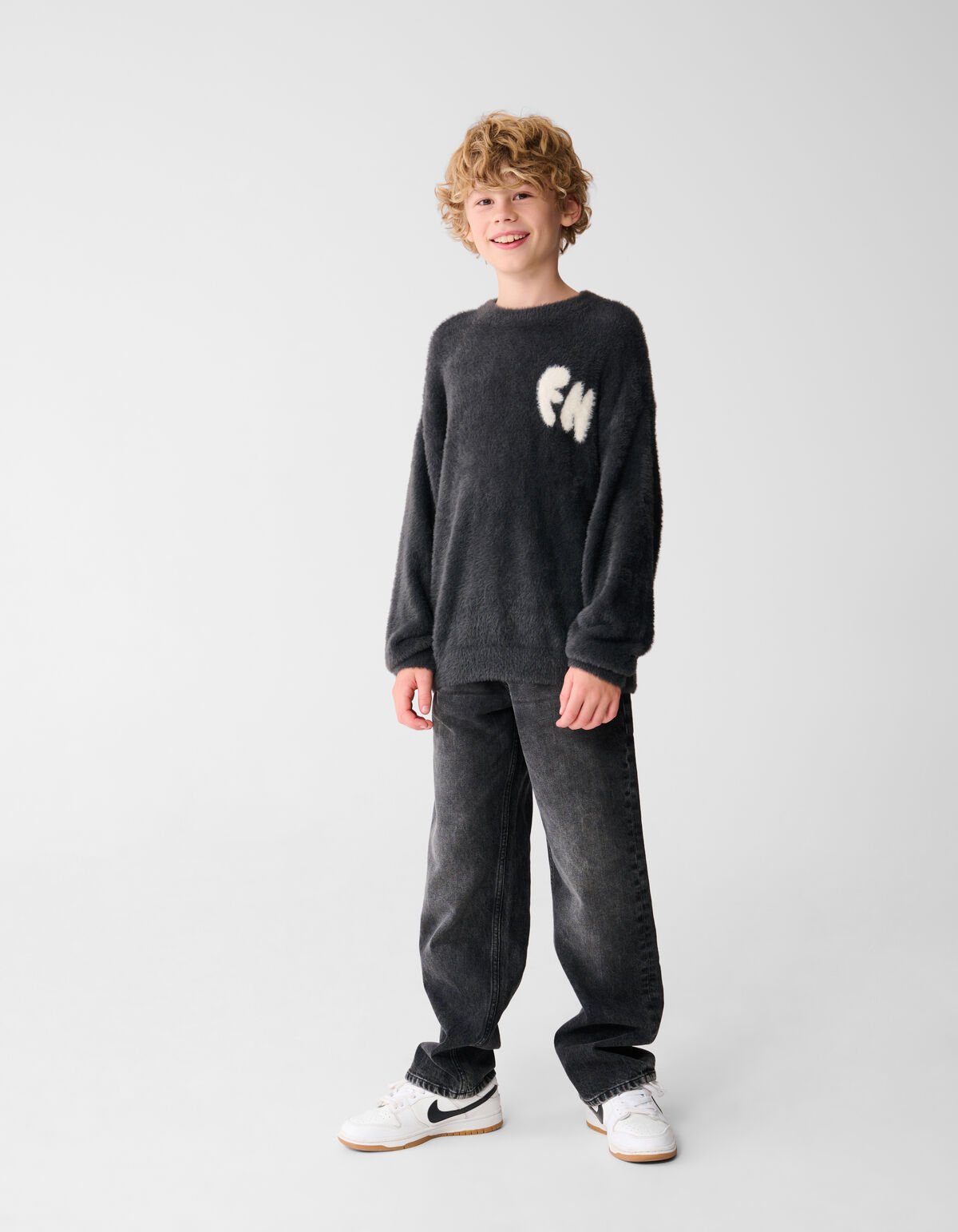 Artwork Knit Sweater Donkergrijs SHOEBY BOYS