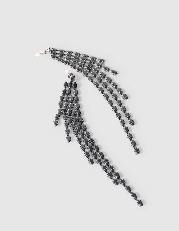 Waterval Strass Oorbellen Zwart SHOEBY ACCESSOIRES
