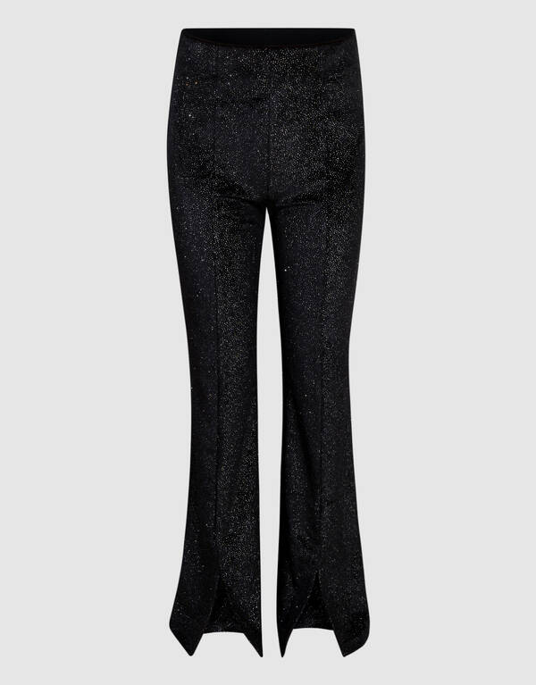 Glitter Split Flared Legging Zwart SHOEBY GIRLS