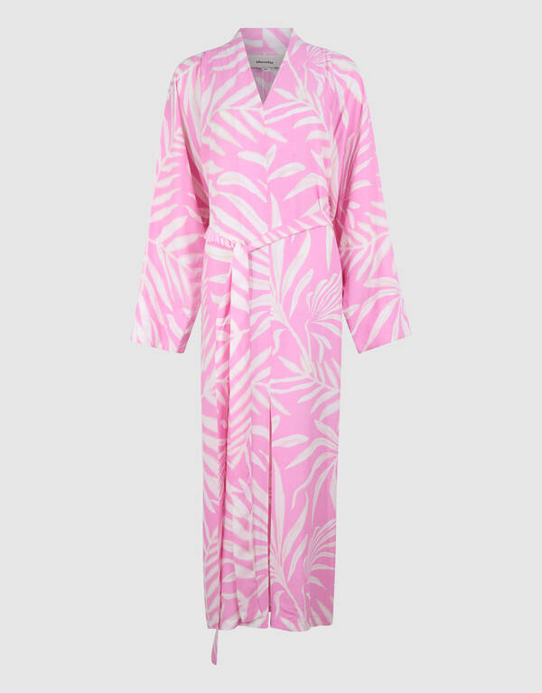 Printed Kimono Maxi Jurk Lichtroze SHOEBY WOMEN