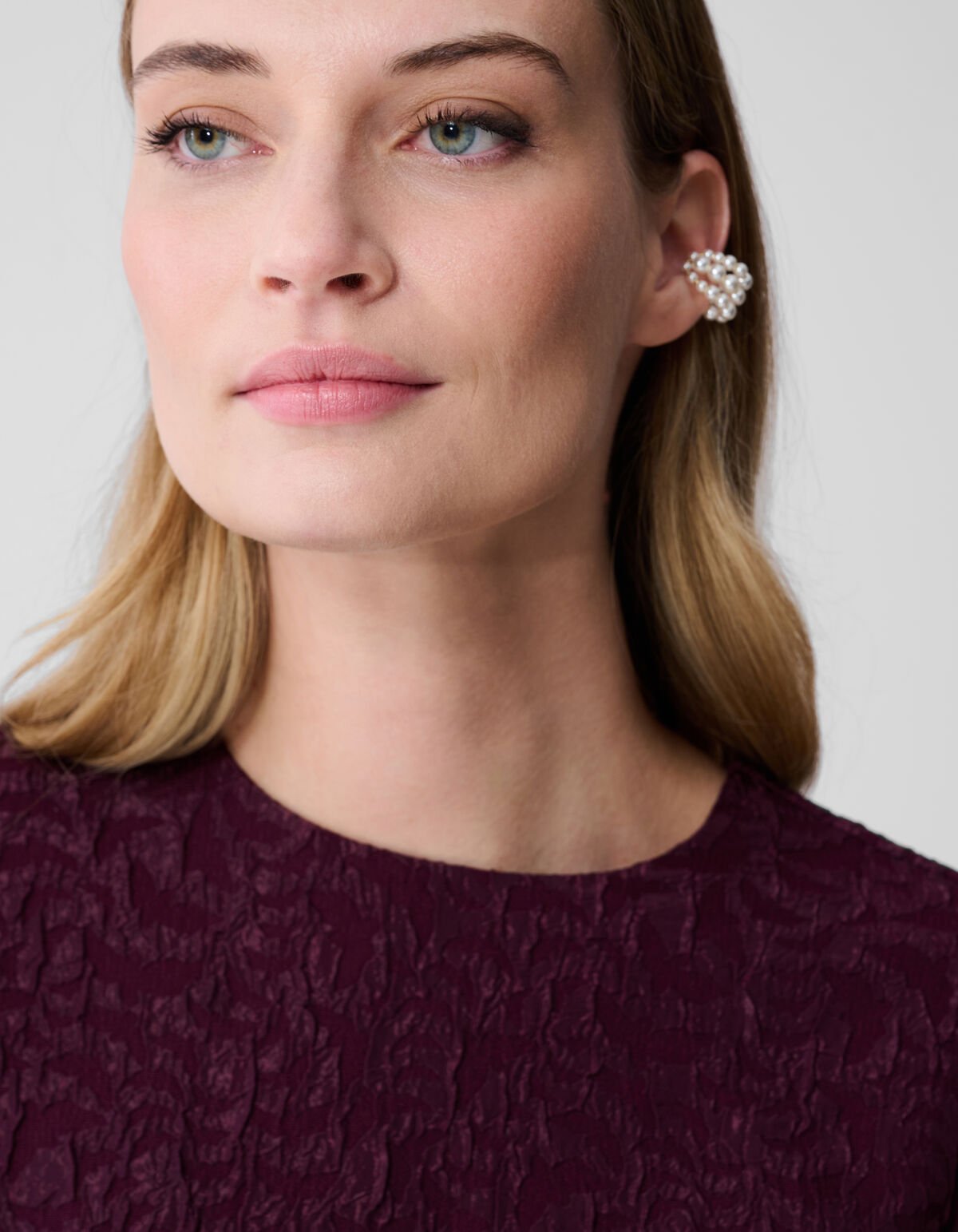 Jacquard Structuur Mini Jurk Donkerrood SHOEBY WOMEN