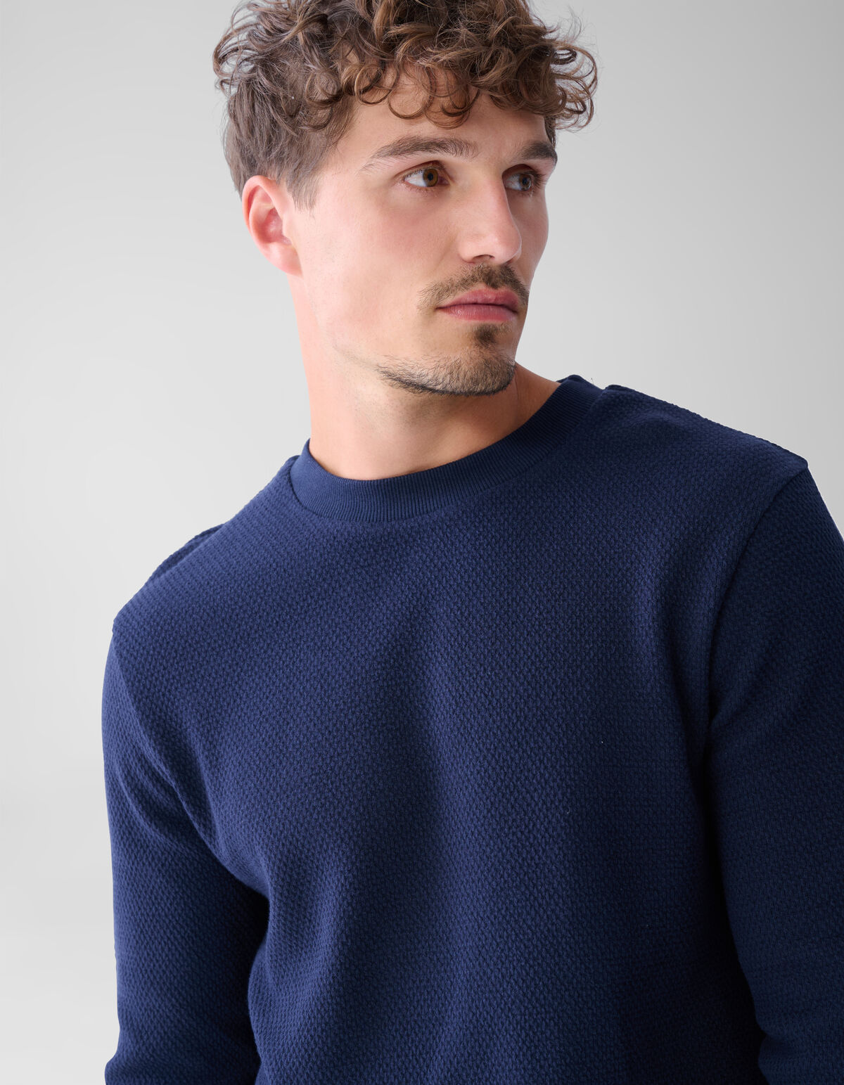 Structuur Jersey Longsleeve Donkerblauw SHOEBY MEN