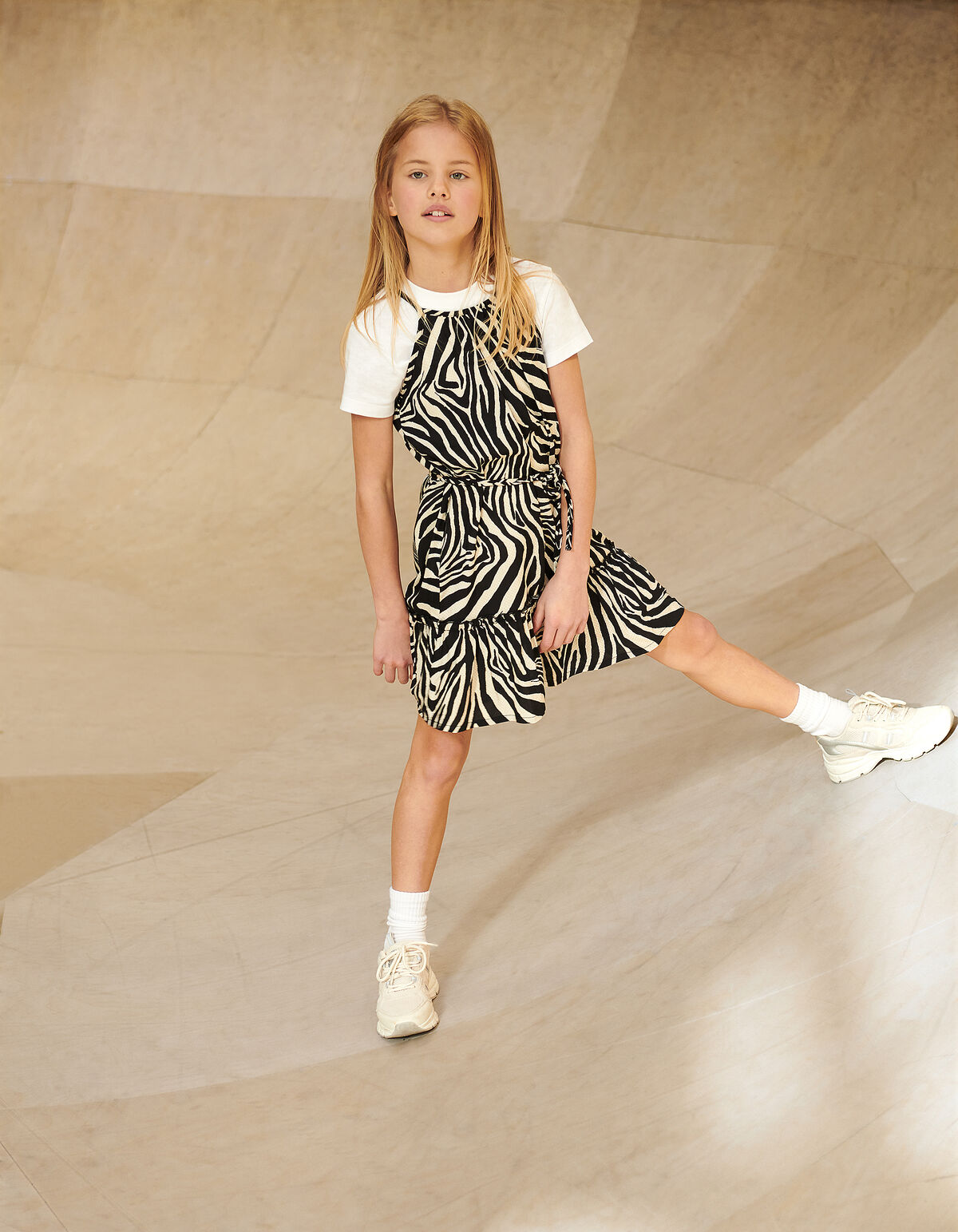 Zebra Jurk Zwart/Gebroken Wit SHOEBY GIRLS