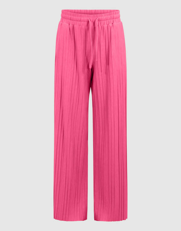Pliss&eacute; Wide Leg Broek Roze SHOEBY GIRLS