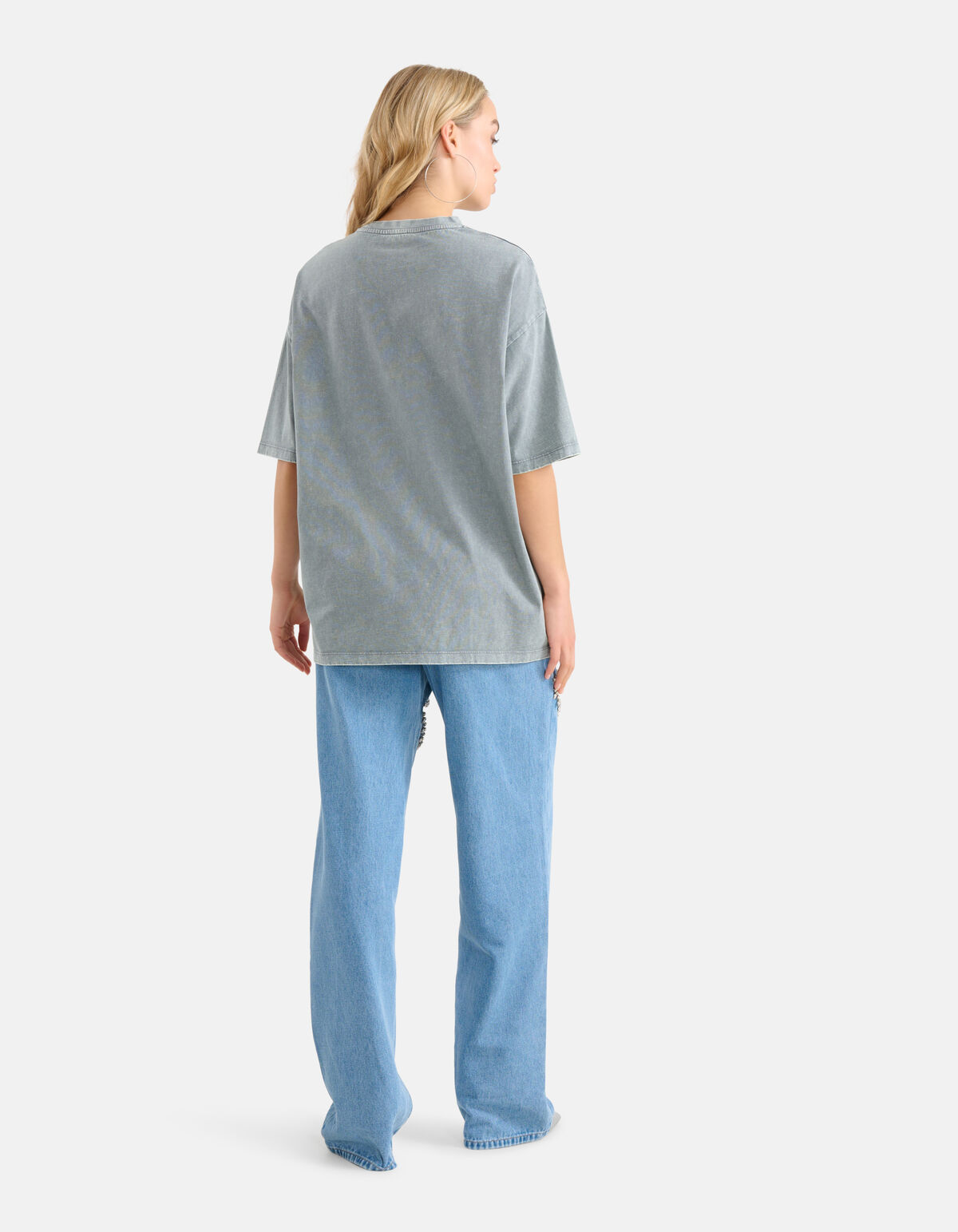 Oversized Washed T-shirt Lichtgrijs SHOEBY WOMEN