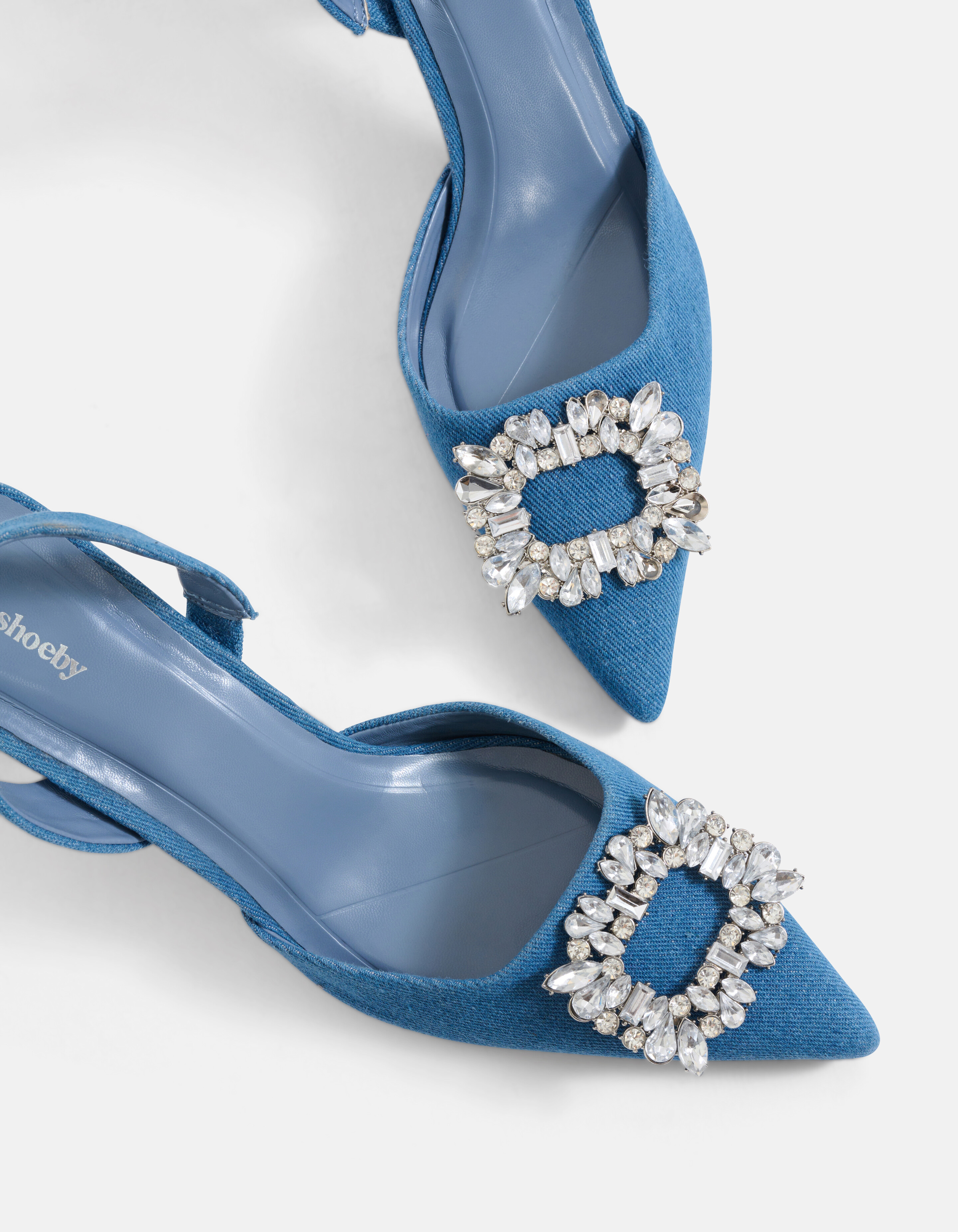 Denim Strass Hakken Blauw SHOEBY SHOES