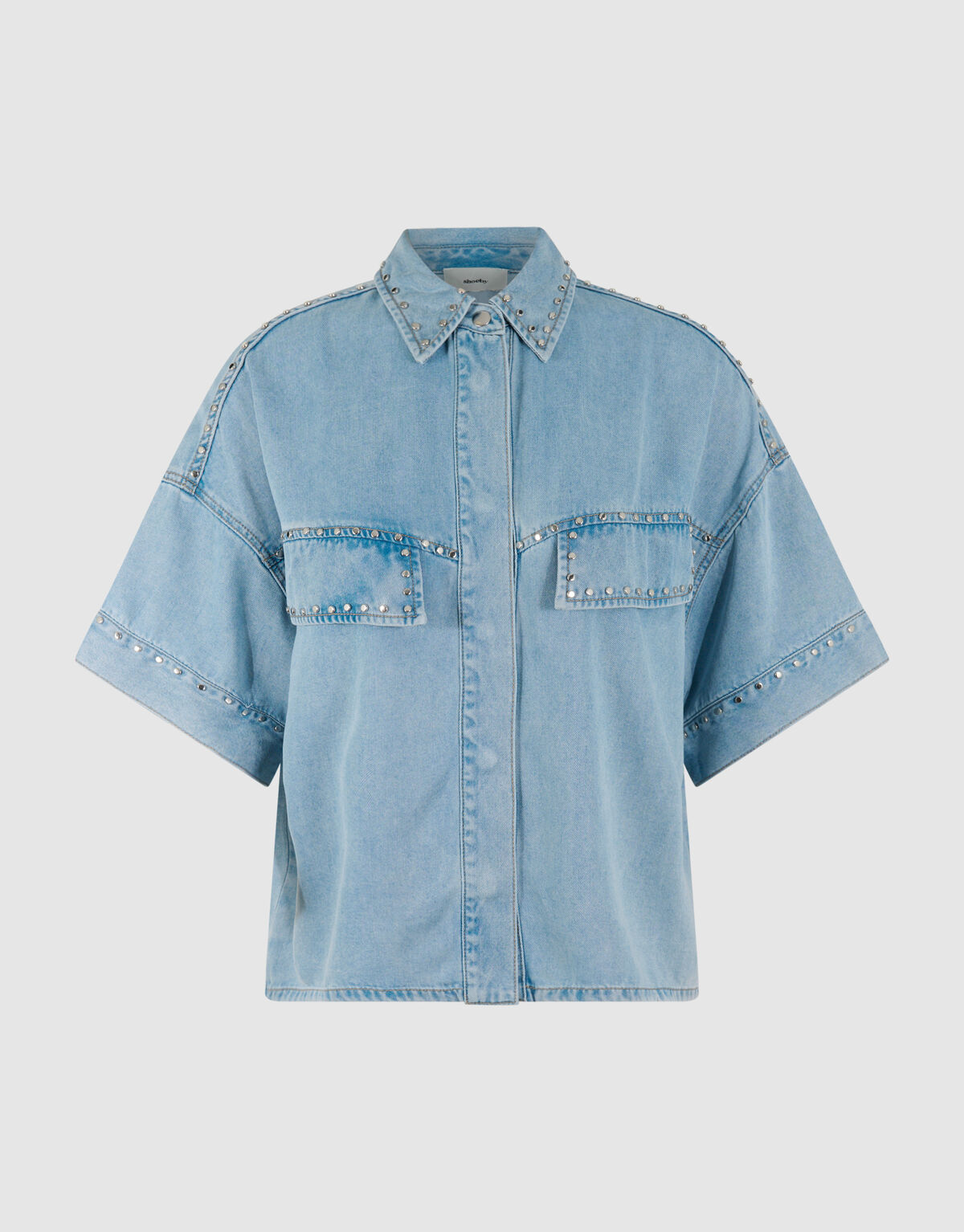 Oversized Studs Denim Blouse Bleached SHOEBY WOMEN