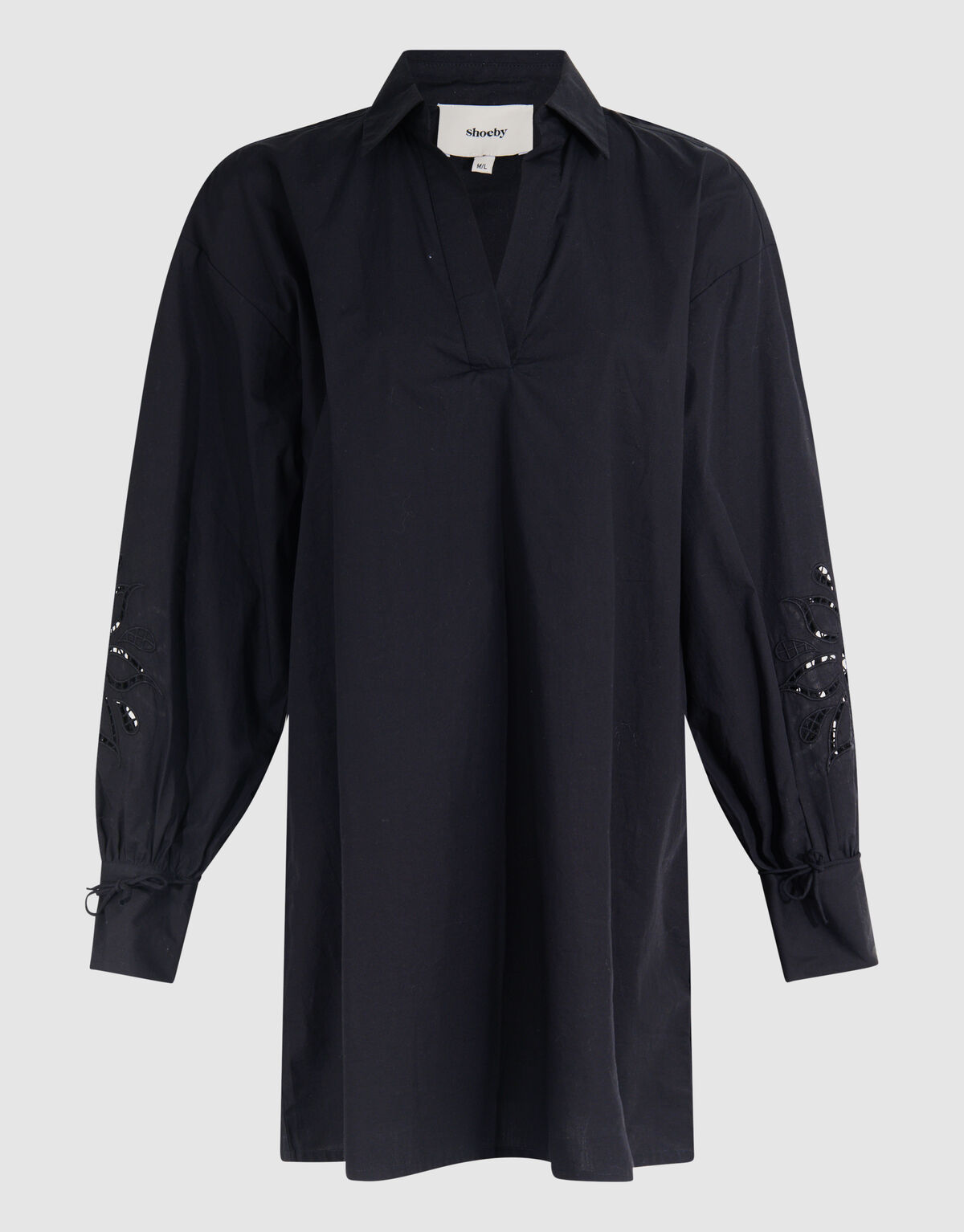 Embroidery Midi Jurk Zwart SHOEBY WOMEN