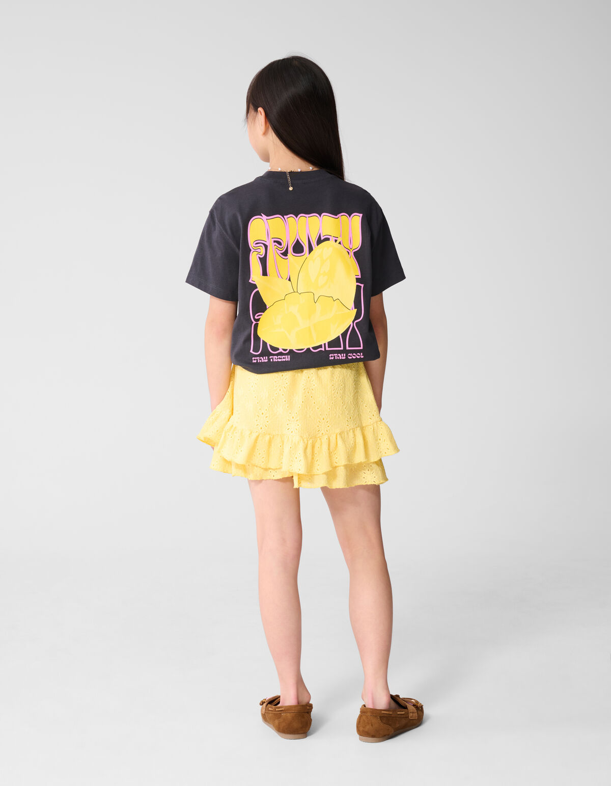 Embroidery Ruffle Mini Rok Lichtgeel SHOEBY GIRLS