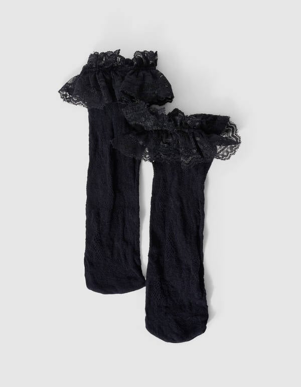 Kanten Ruffle Sokken Zwart SHOEBY ACCESSOIRES