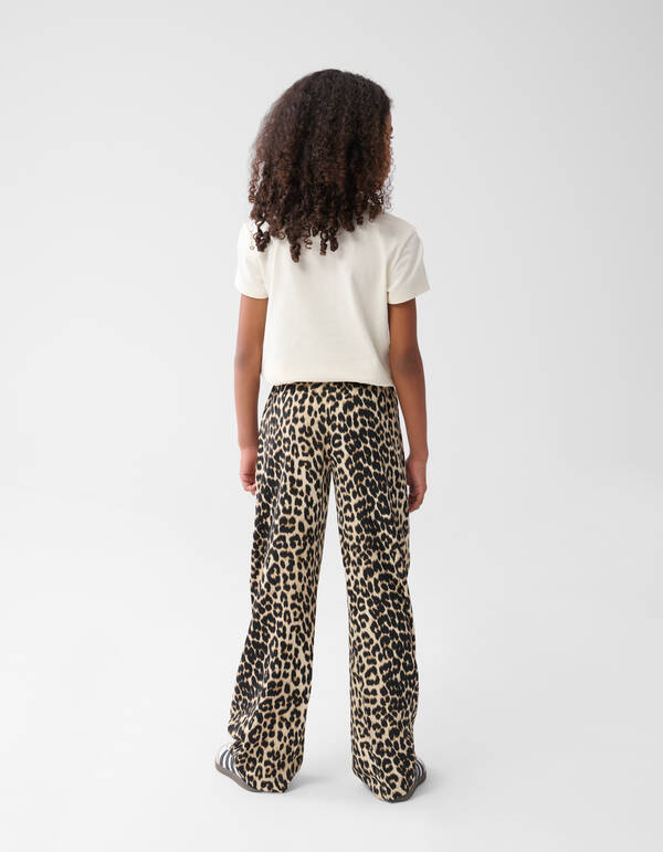 Twist Leopard Wide Leg Broek Bruin SHOEBY GIRLS