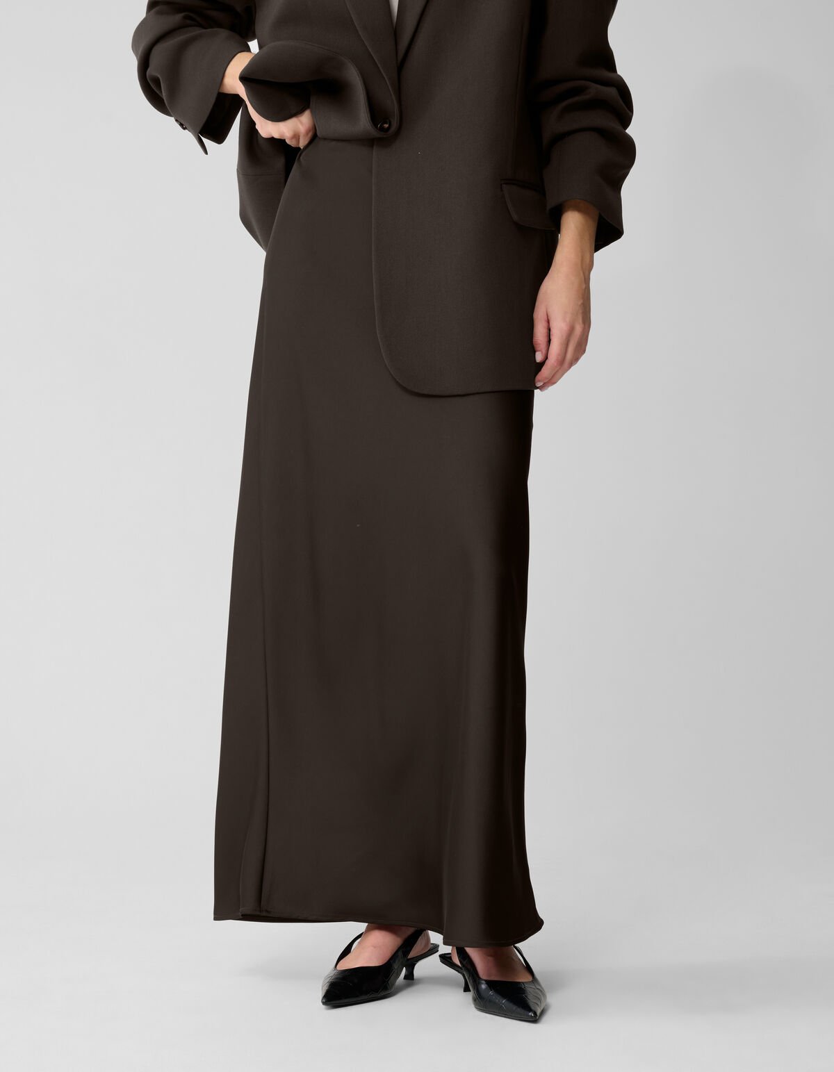 Satijnen Maxi Rok Donkerbruin By Lonneke SHOEBY WOMEN