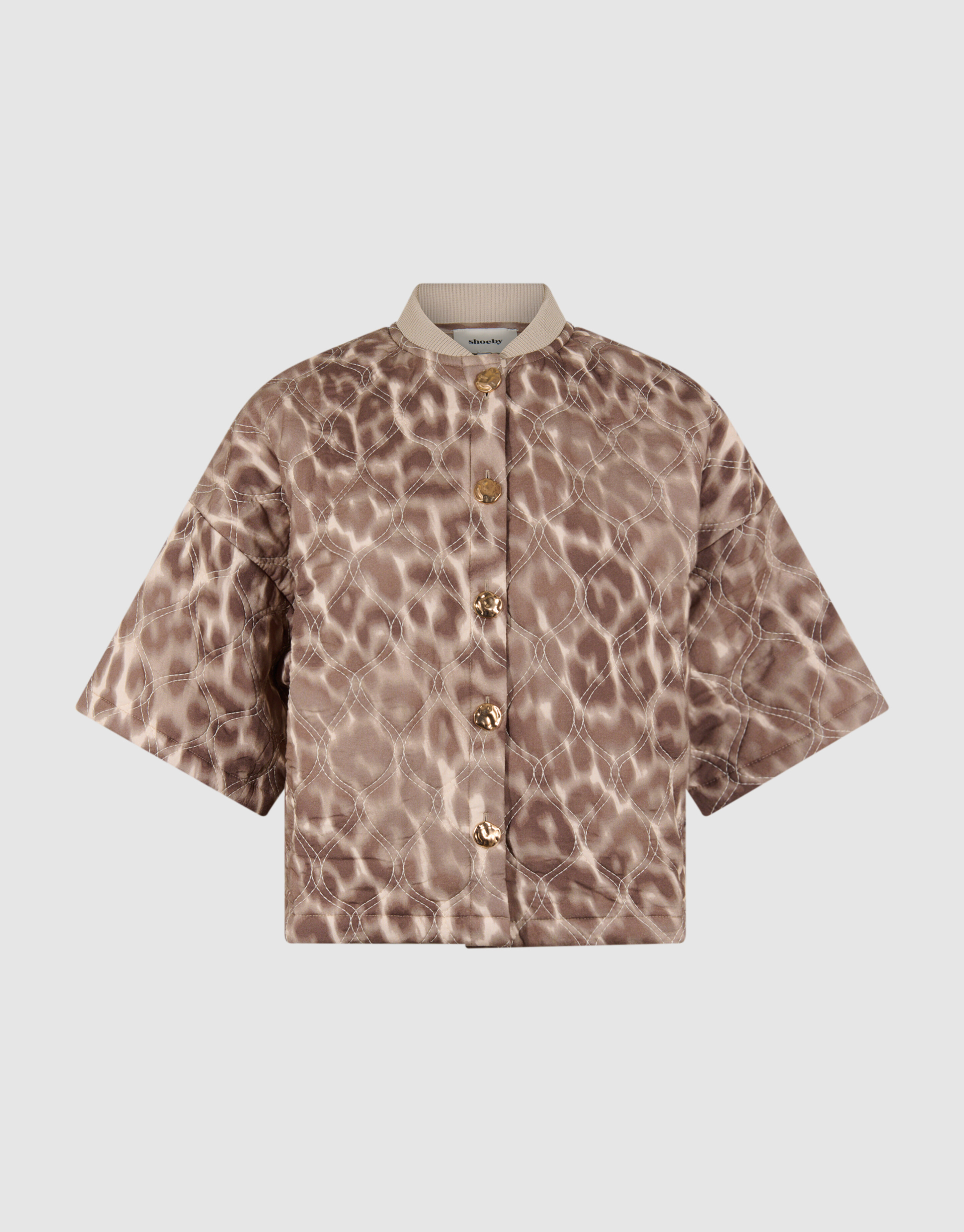Short Sleeve Leopard Bomber Jack Lichtbruin SHOEBY WOMEN