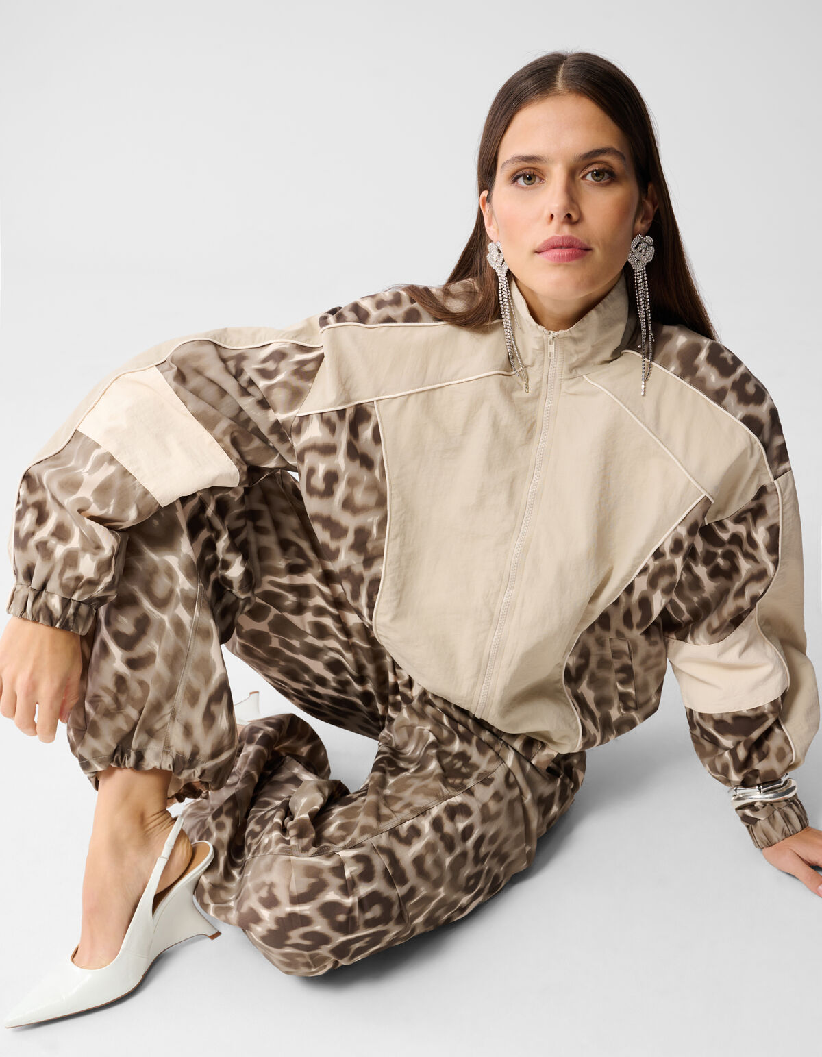 Leopard Parachute Jogger Broek Bruin SHOEBY WOMEN