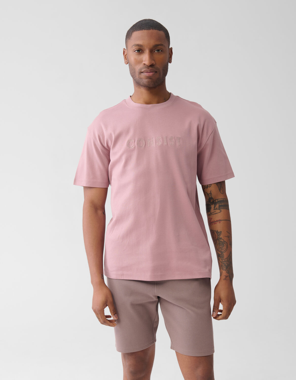 Embroidery Artwork T-shirt Roze SHOEBY MEN