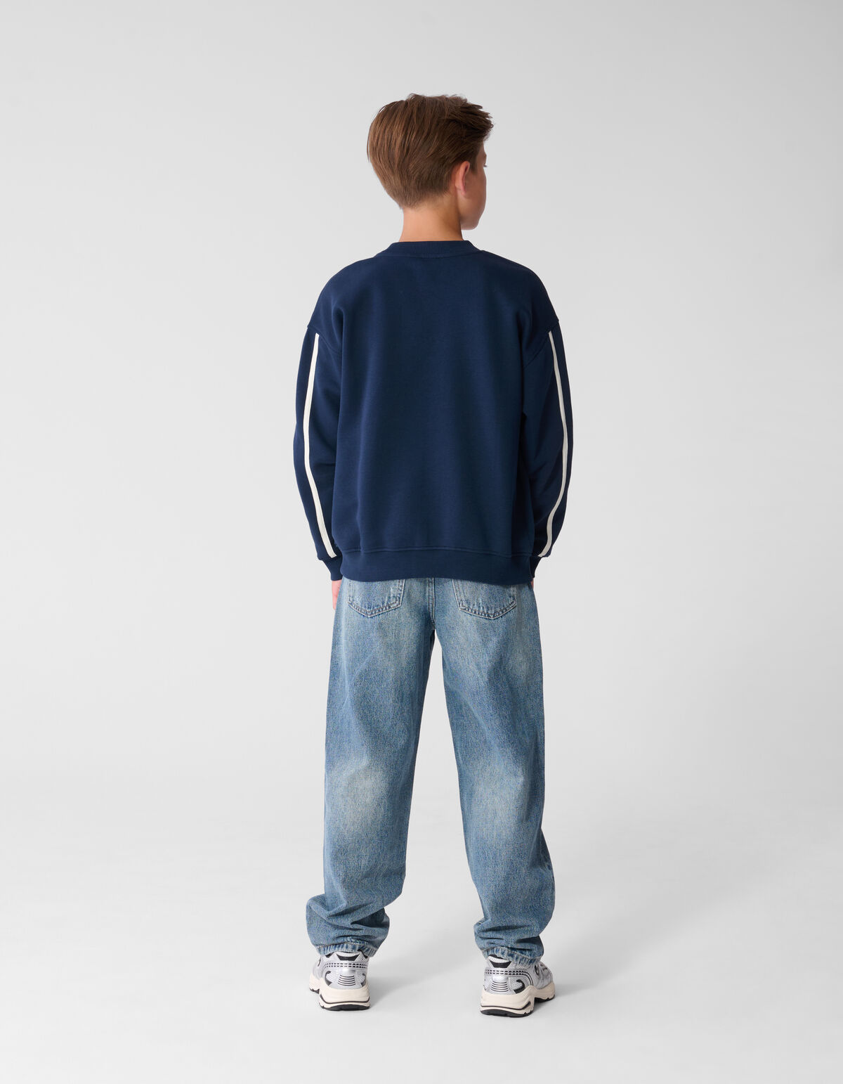 Striped Embroidery Sweater Donkerblauw SHOEBY BOYS