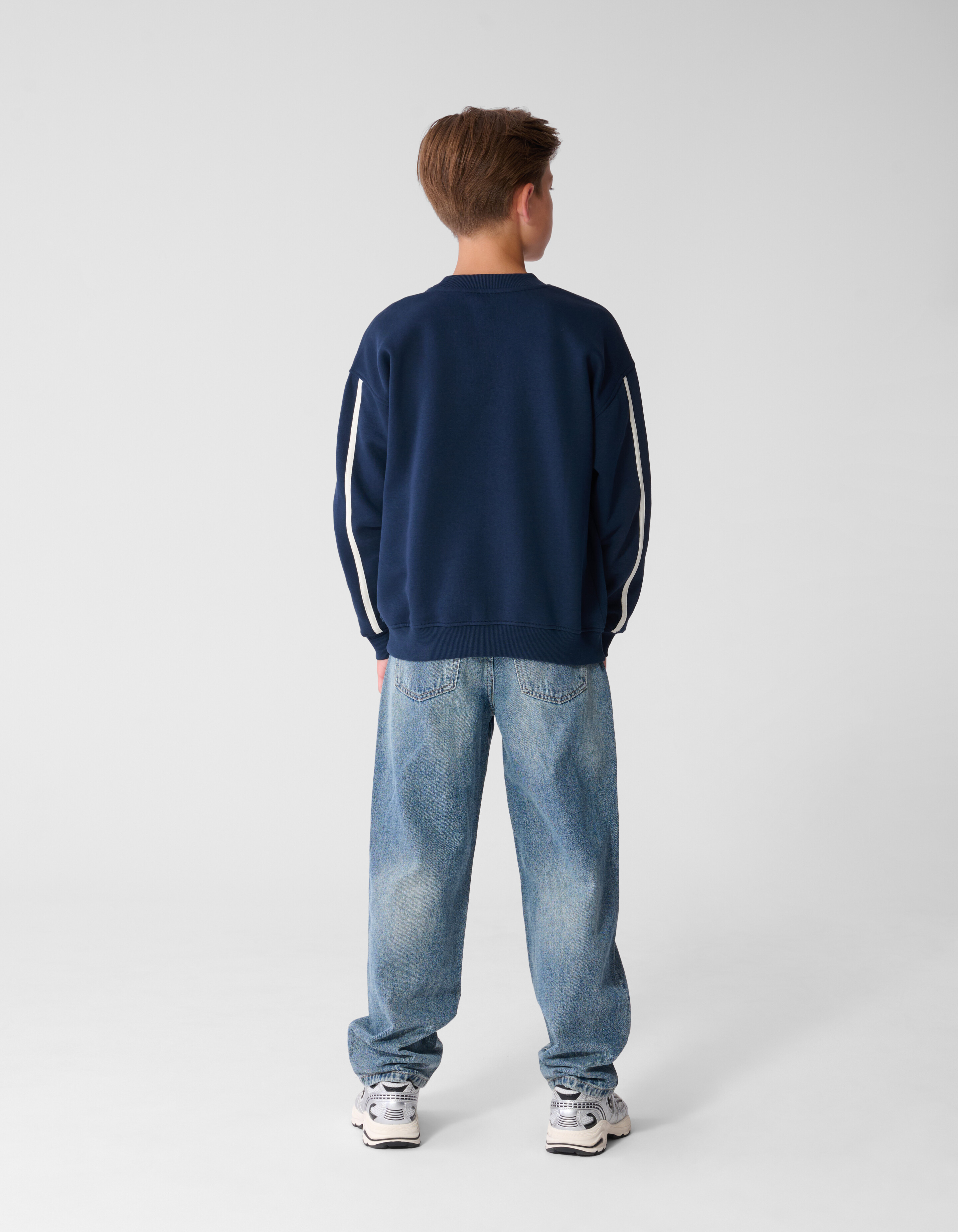 Striped Embroidery Sweater Donkerblauw SHOEBY BOYS