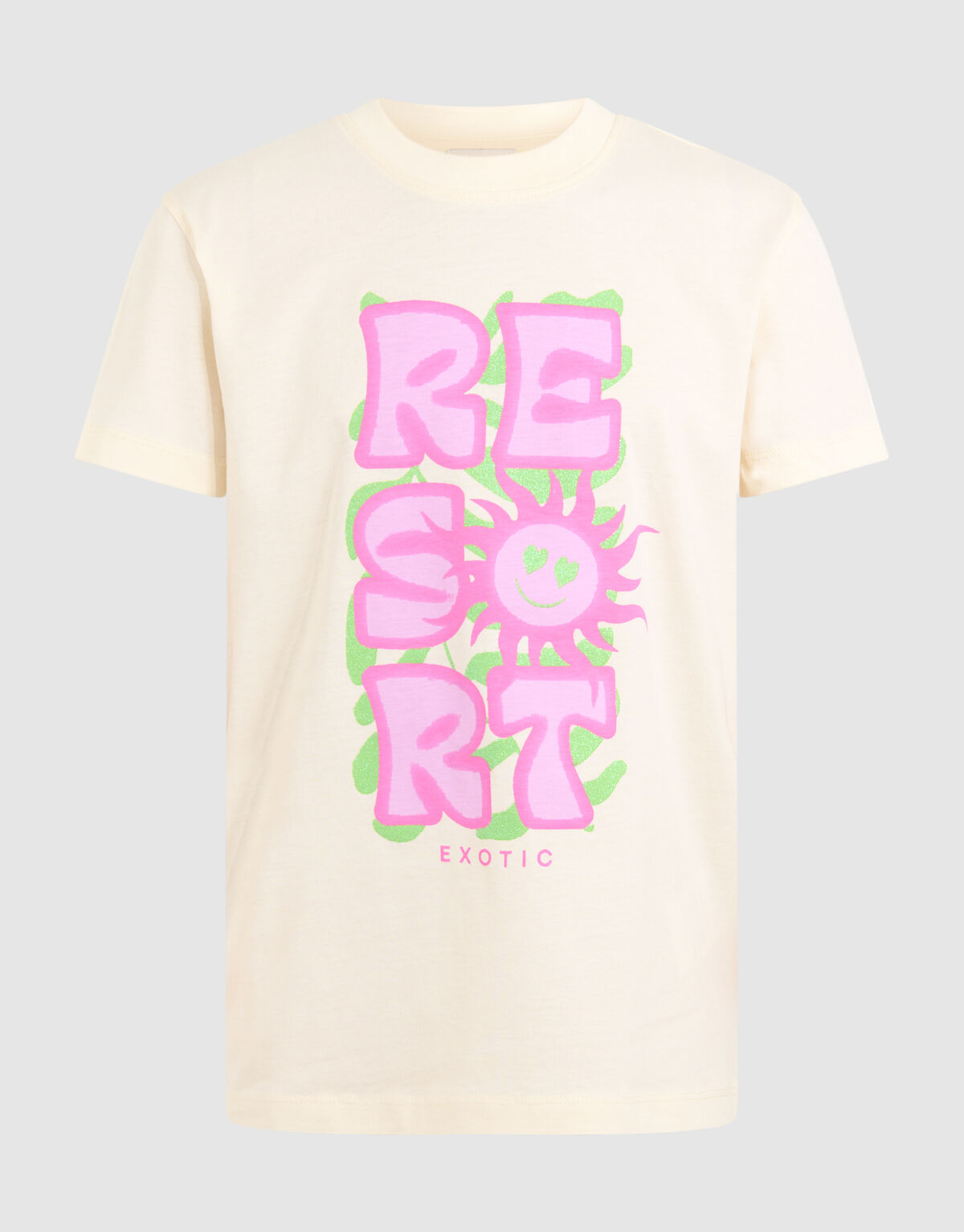 Tropical Artwork T-shirt Gebroken Wit SHOEBY GIRLS