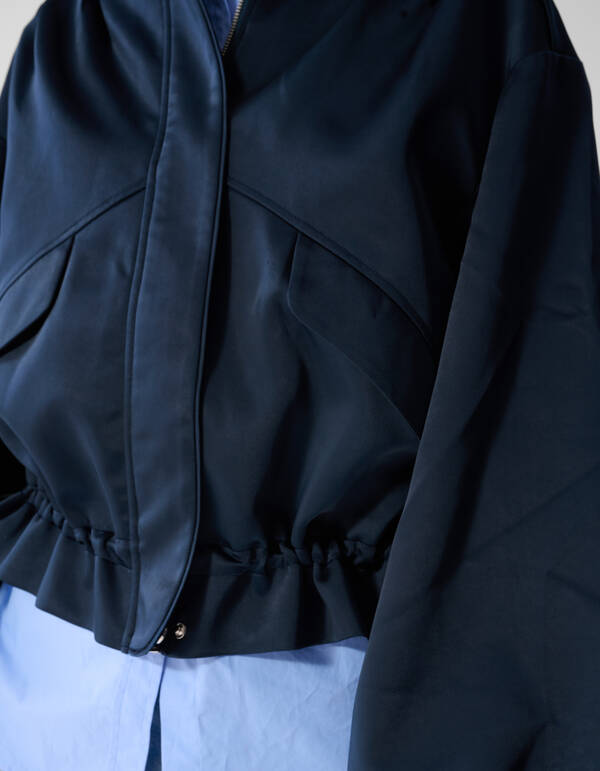 Oversized Heavy Satin Bomber Donkerblauw SHOEBY WOMEN
