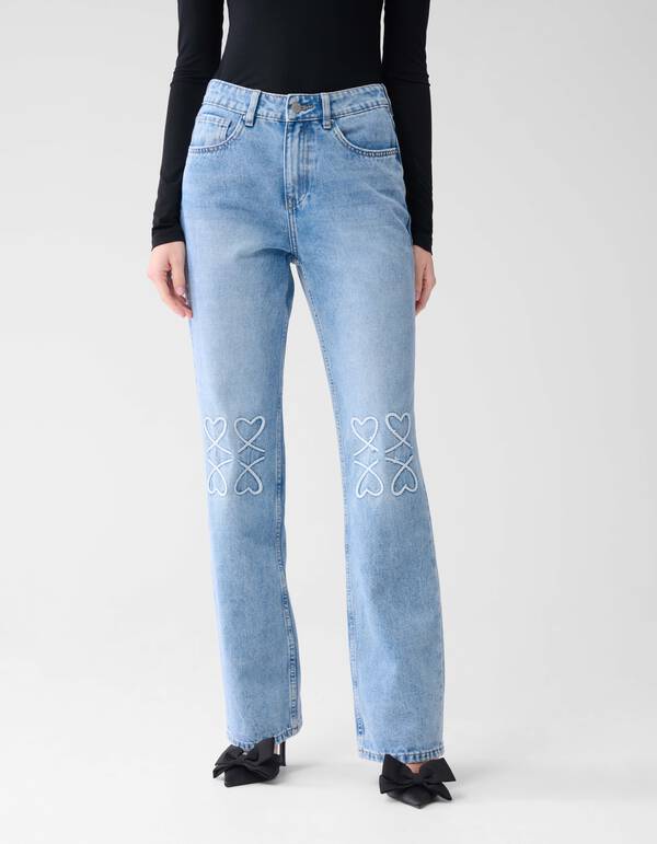 Heart Straight Fit Jeans Blauw SHOEBY WOMEN