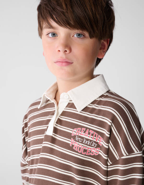 Gestreepte Polo Sweater Bruin SHOEBY BOYS