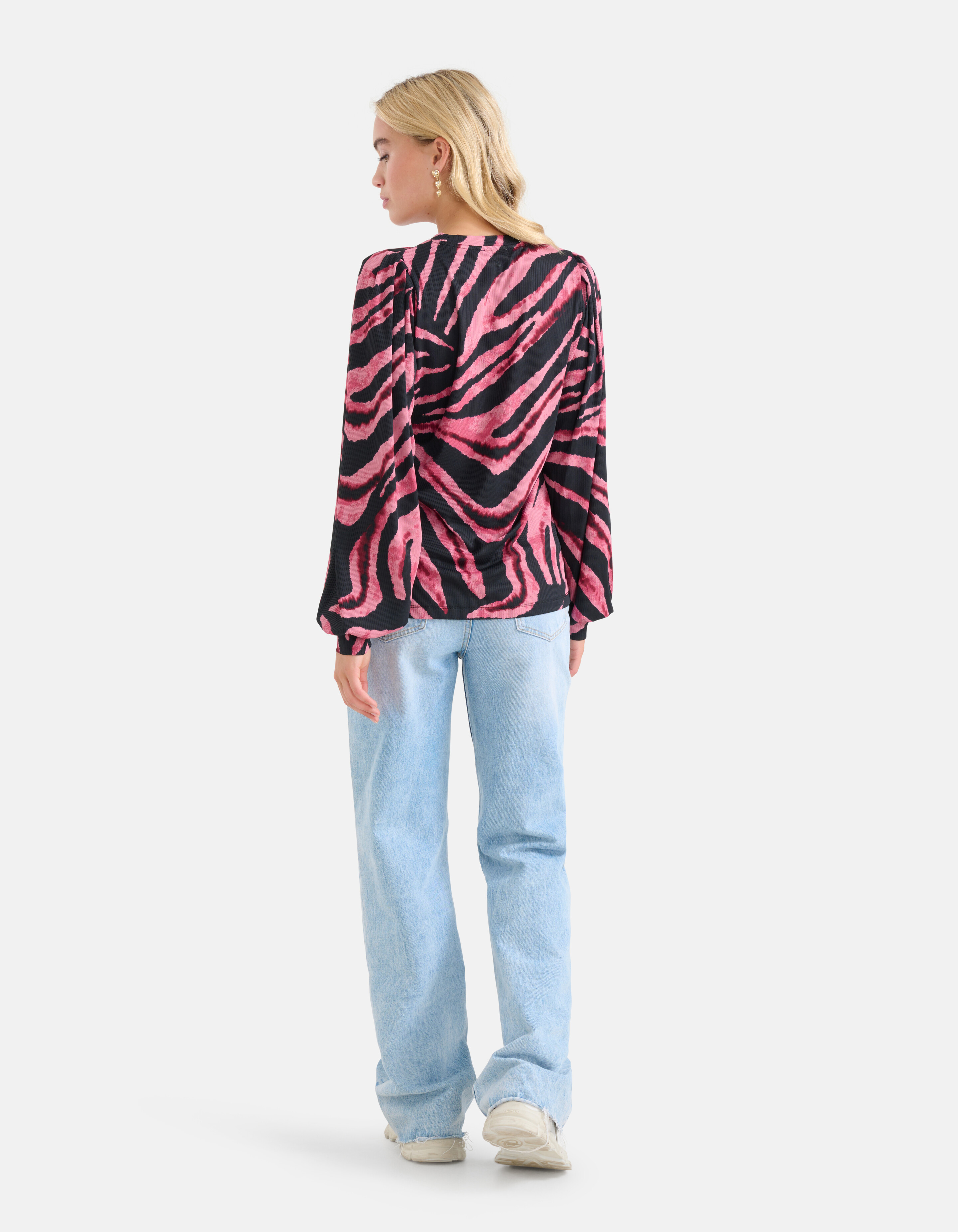 Printed Rib Longsleeve Roze SHOEBY WOMEN