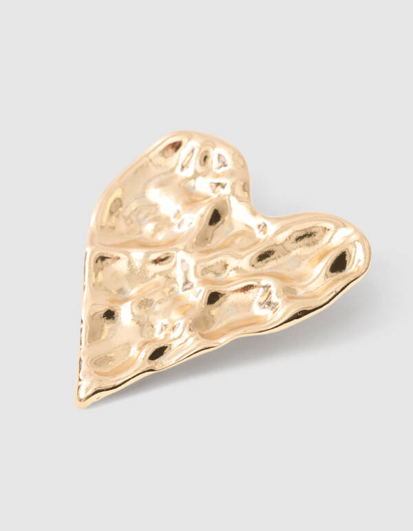Big Hammerd Heart Broche Goud SHOEBY ACCESSOIRES