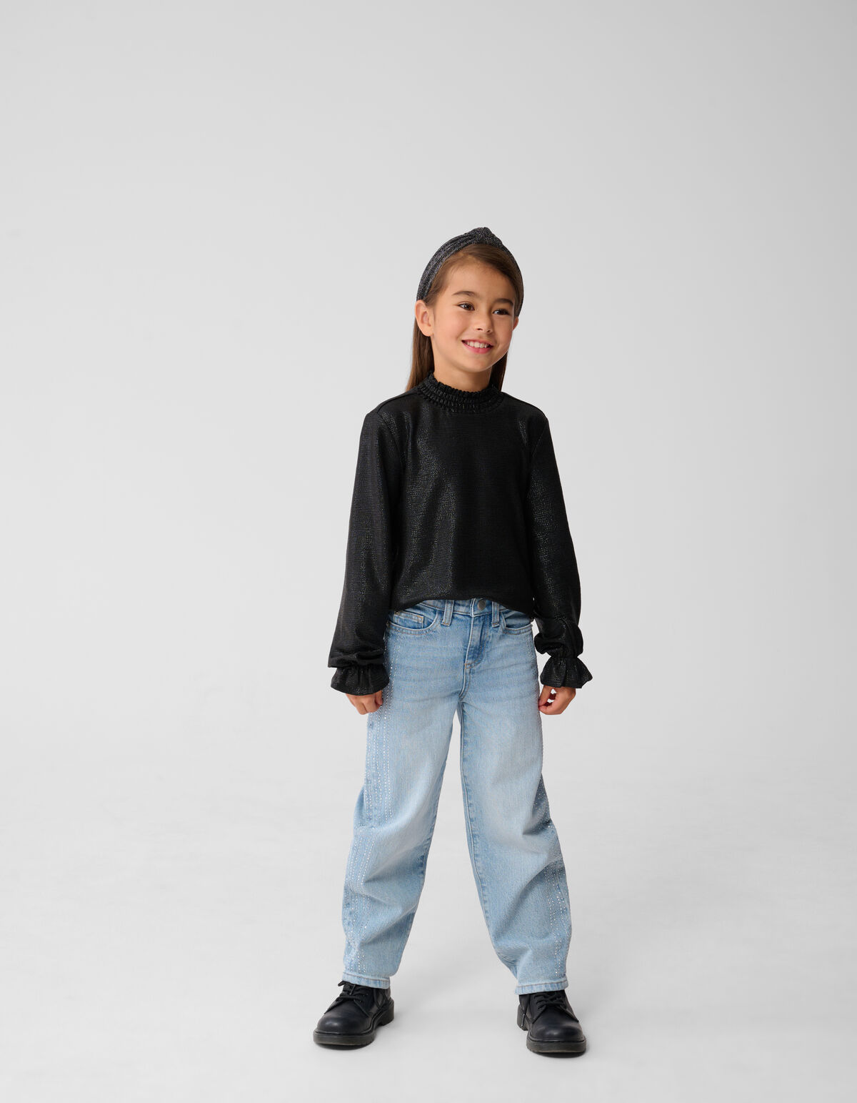 Metallic Longsleeve Top Zwart SHOEBY GIRLS
