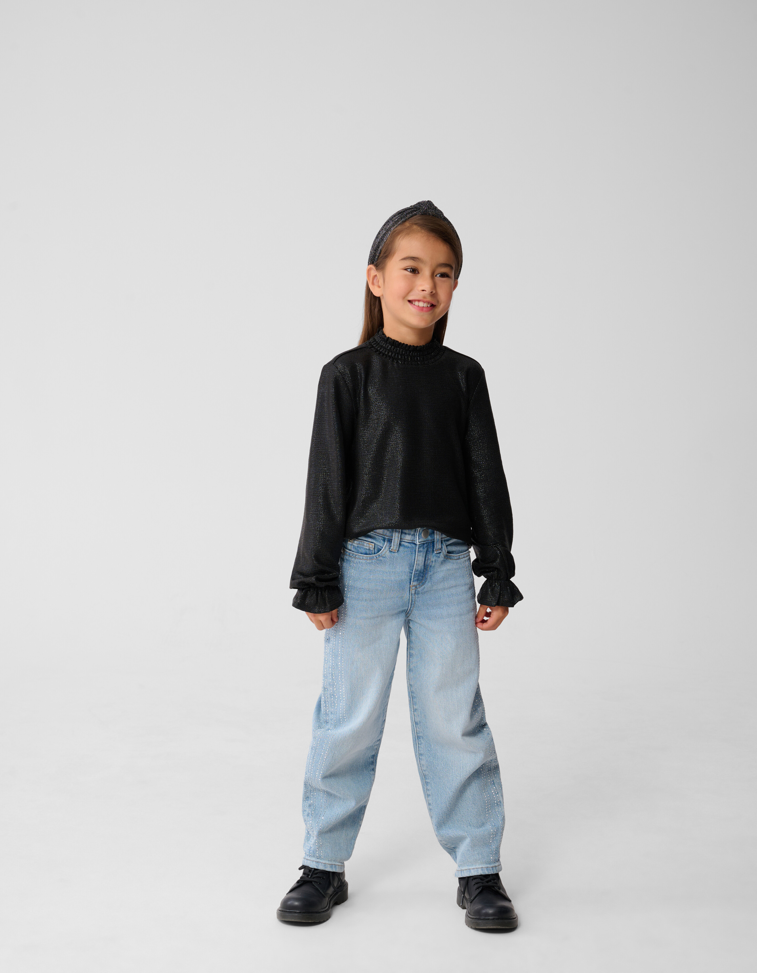 Metallic Longsleeve Top Zwart SHOEBY GIRLS