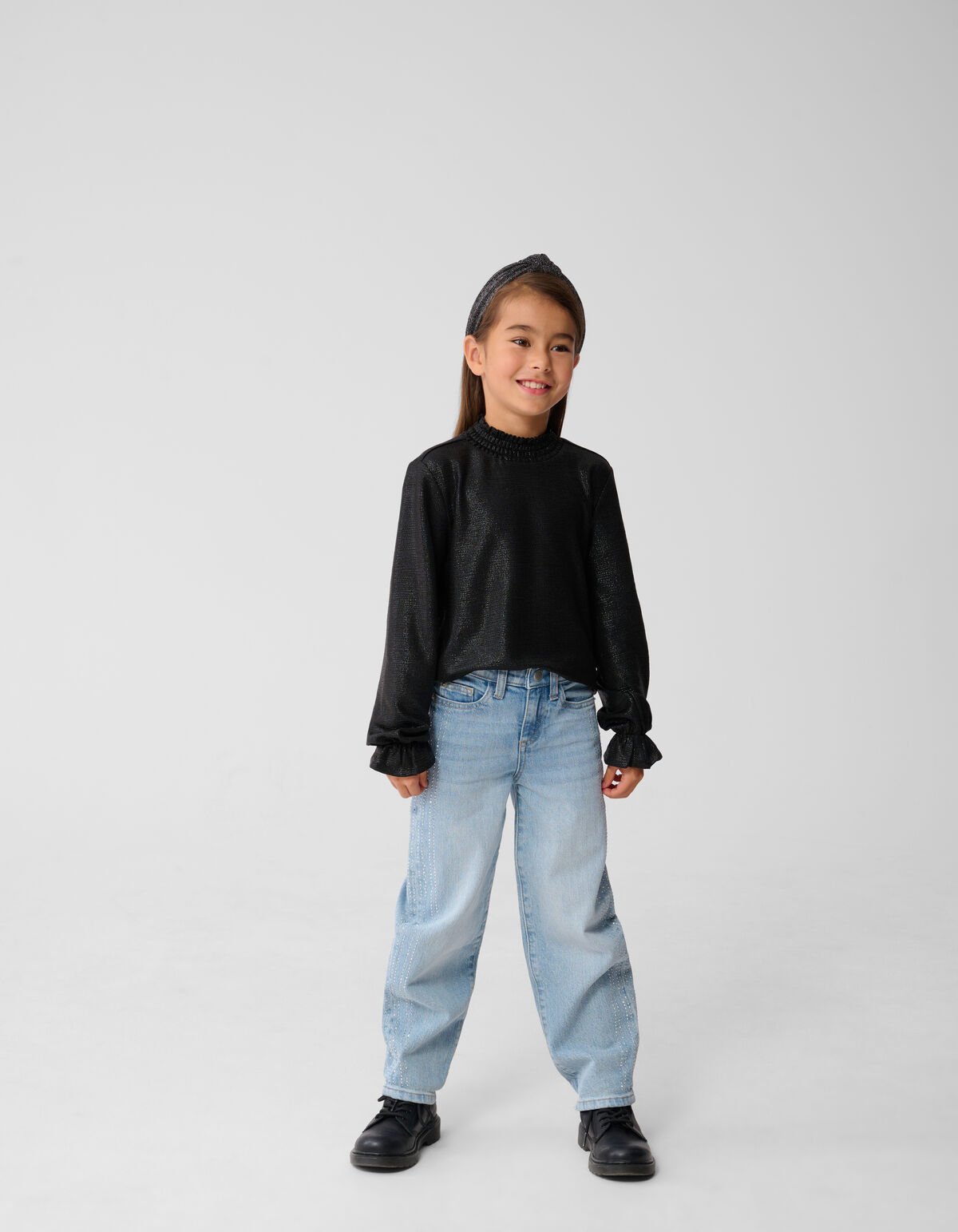Metallic Longsleeve Top Zwart SHOEBY GIRLS