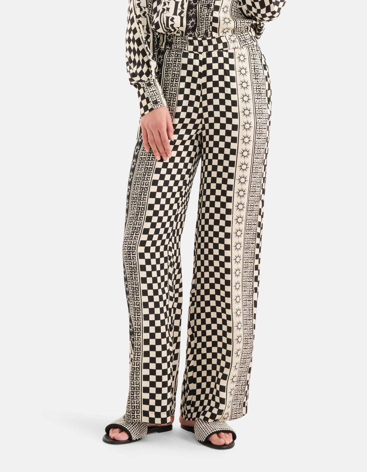 Printed Broek Zwart/Gebroken Wit SHOEBY WOMEN