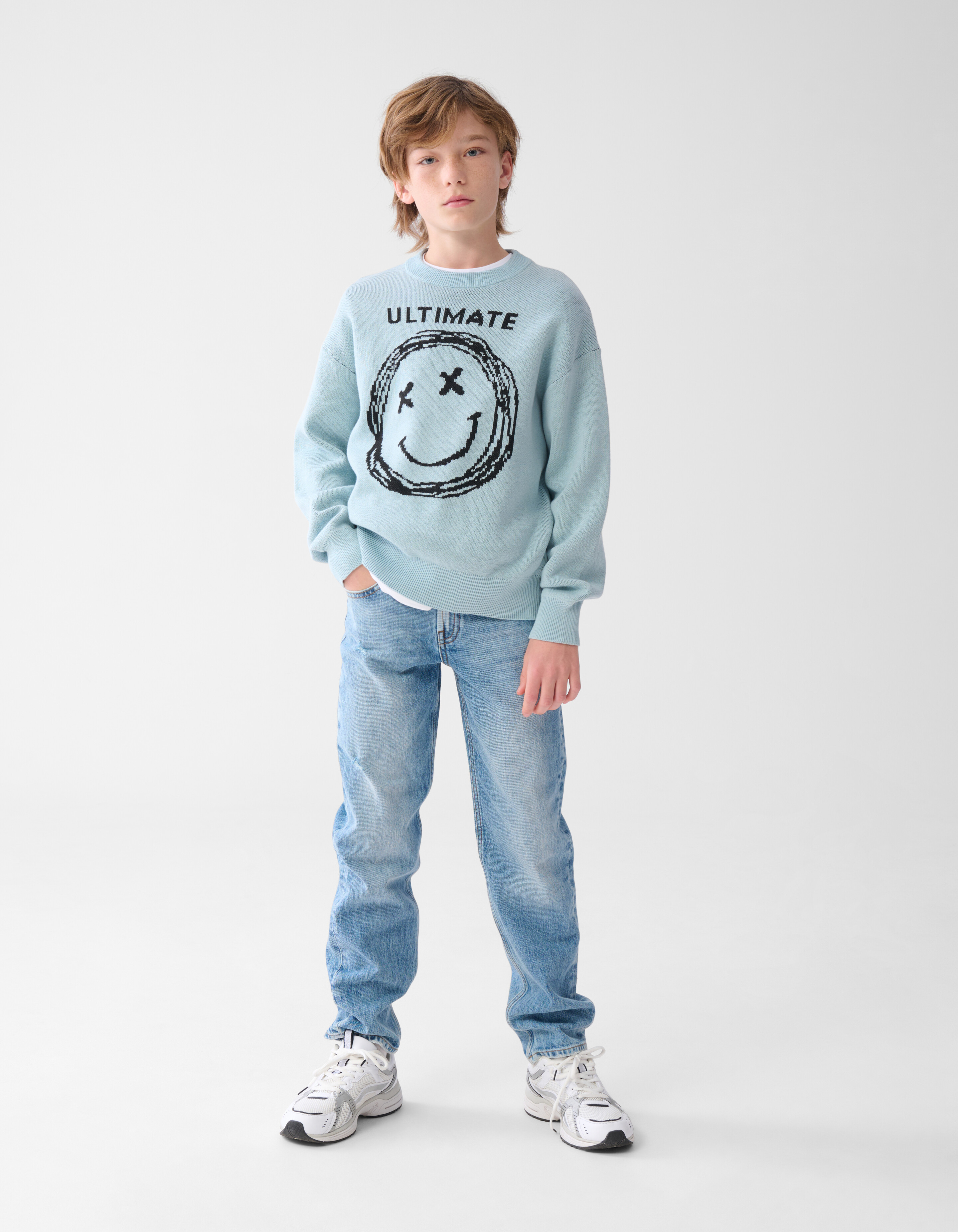 Smiley Gebreide Trui Lichtgroen SHOEBY BOYS
