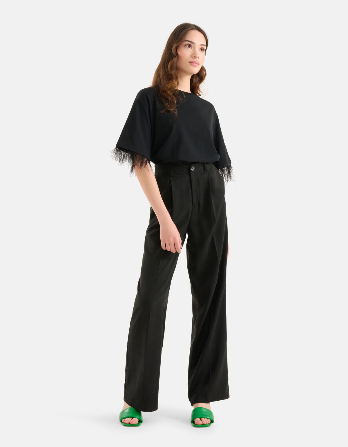 Wide Leg Broek Zwart SHOEBY WOMEN