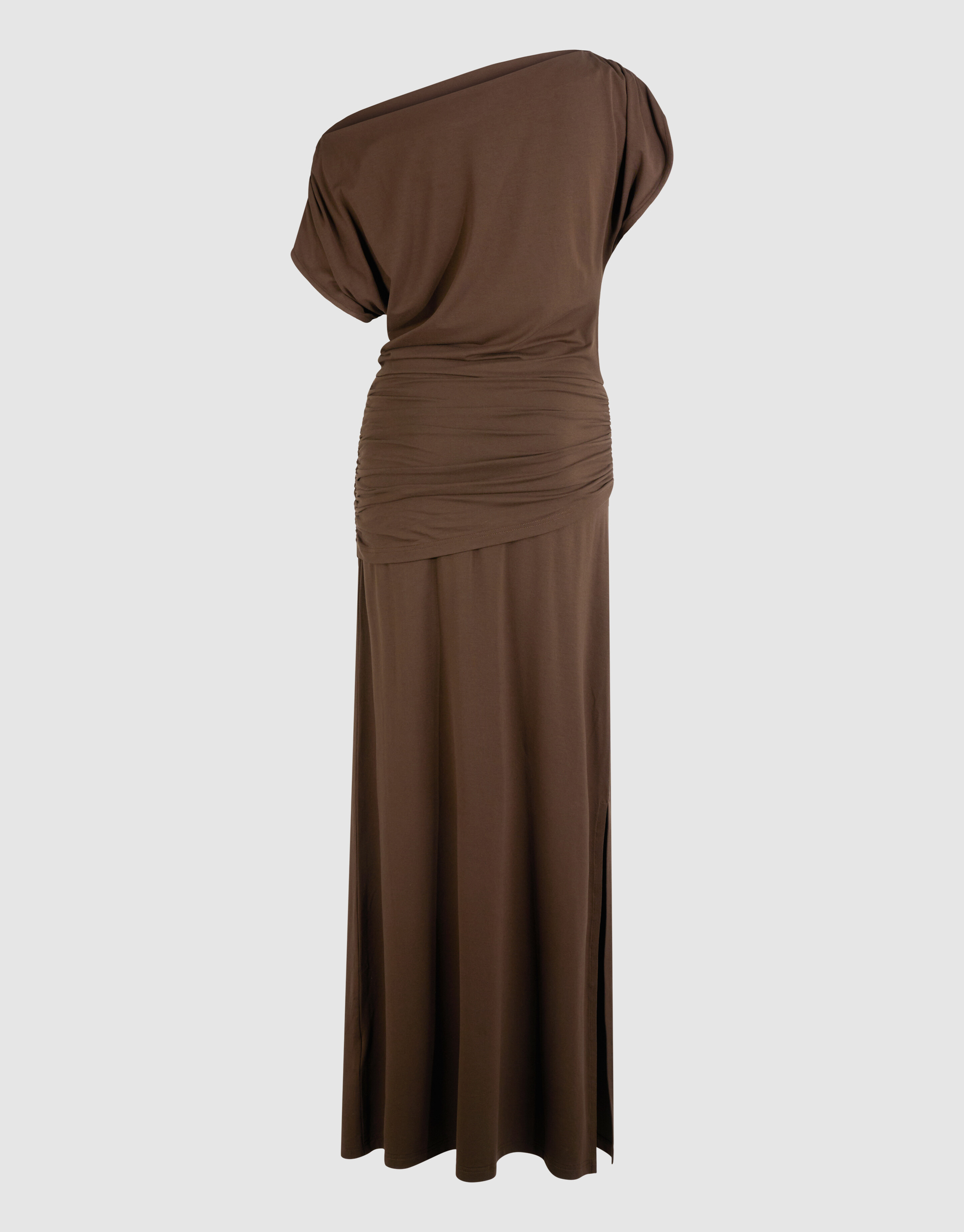 Drape Maxi Jurk Bruin By Fred SHOEBY WOMEN