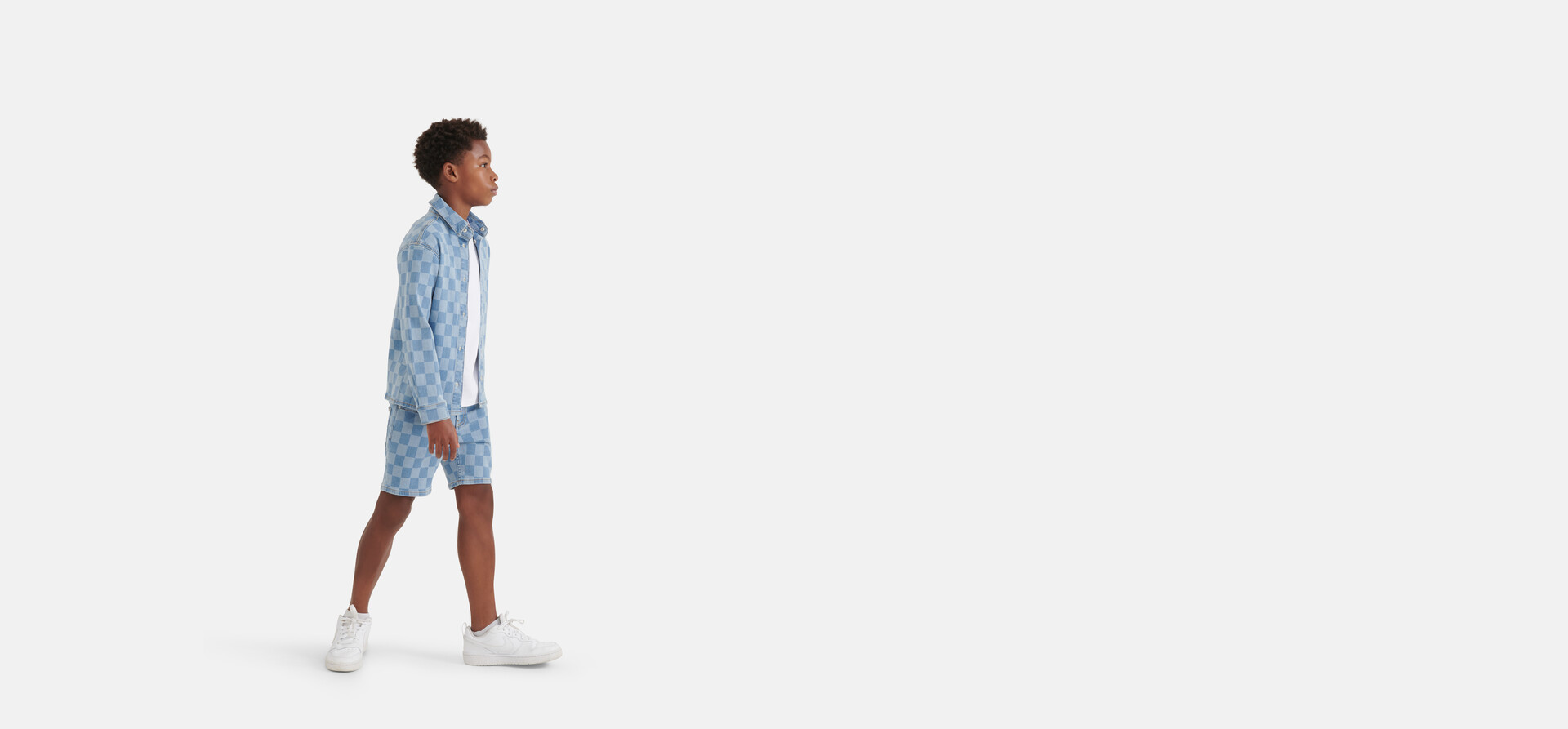 Check Denim Overshirt Mediumstone SHOEBY BOYS