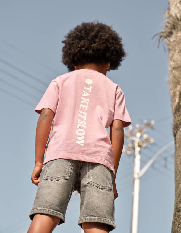 Take It Slow Artwork T-shirt Roze SHOEBY BOYS