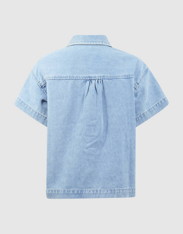 Crochet Denim Blouse Lichtblauw SHOEBY GIRLS